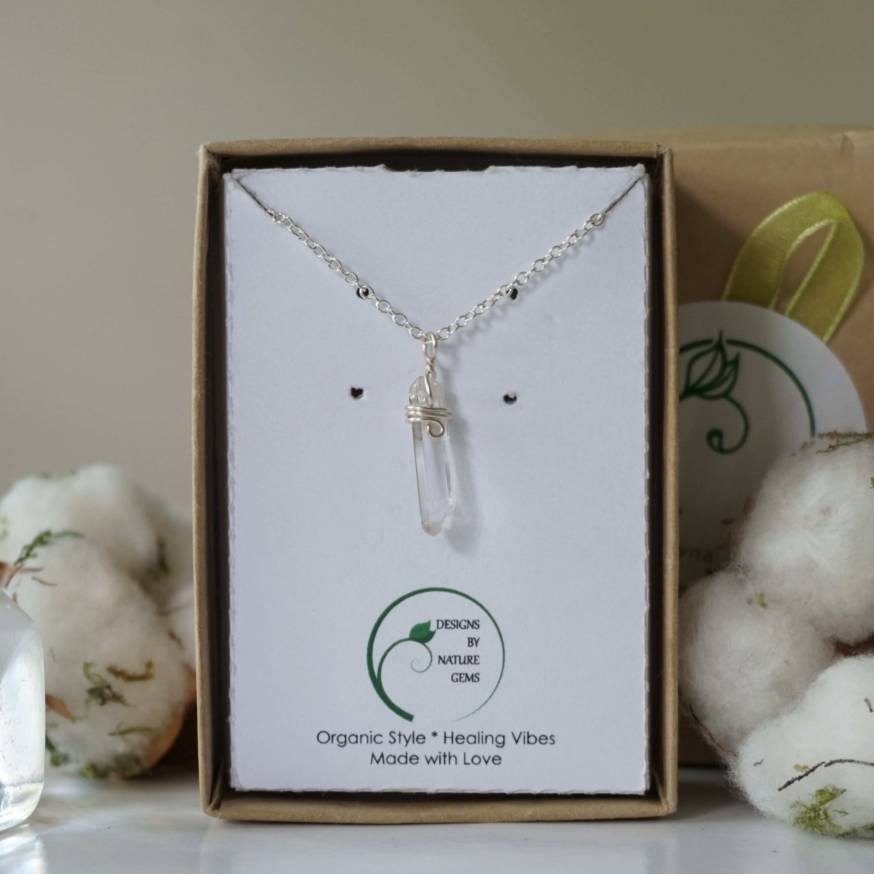Clear Quartz Point Pendant Necklace - Silver Plated Crystal Healing Jewelry for Meditation, Chakra Balancing & Spiritual Protection