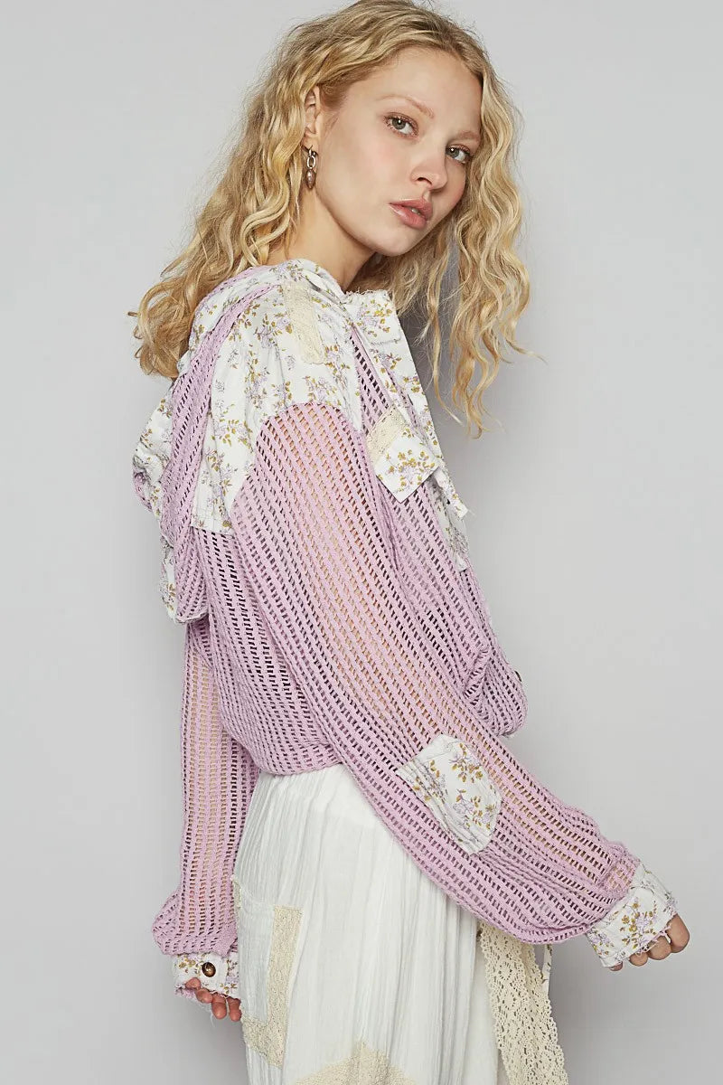 Boho Crochet Hoodie Jacket for Women - Beachy Patchwork Design, Lightweight Summer Cover-Up for Vacation & Outdoor Festivals