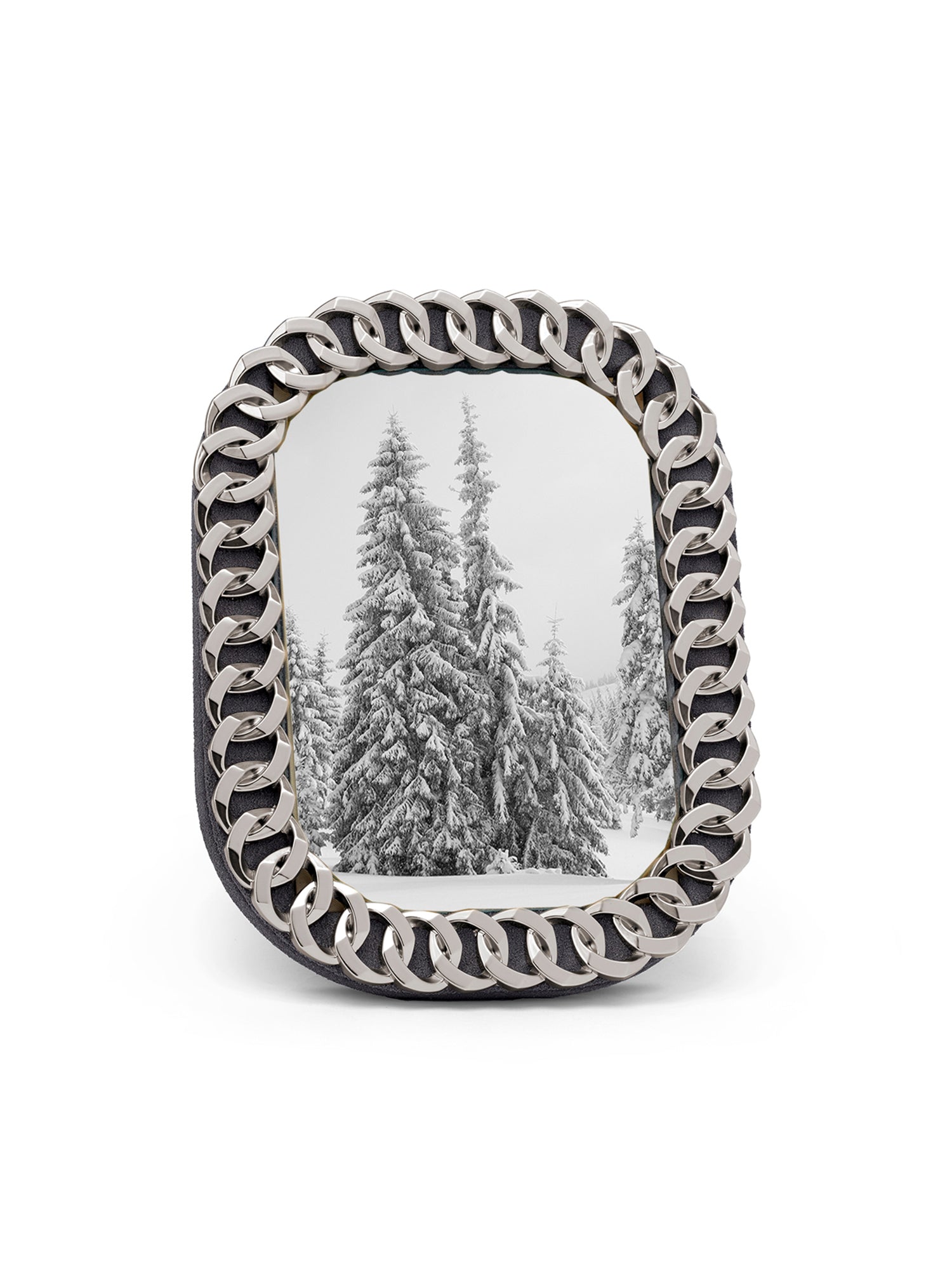 Platinum Cuban Link Picture Frame 4x6 Inches - Elegant Photo Display for Home, Office & Gifts