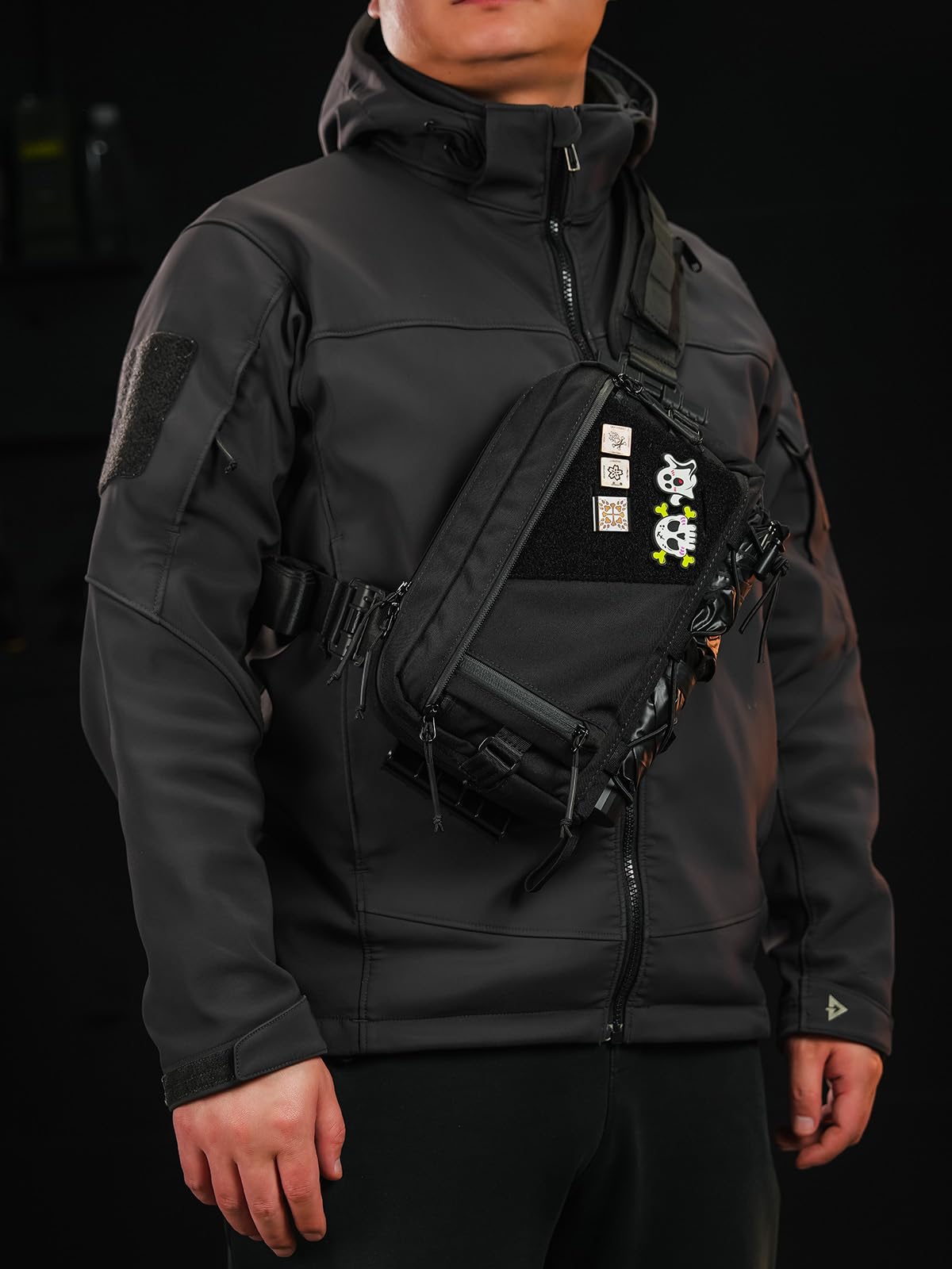 EDC Modular Sling Bag - Lightweight Crossbody Shoulder Bag for Men & Women | Durable CORDURA Black Chest Pack | Perfect for Travel, Hiking, Outdoor Sports & Everyday Carry | Compact Daypack for Work, Gym & Urban Adventures