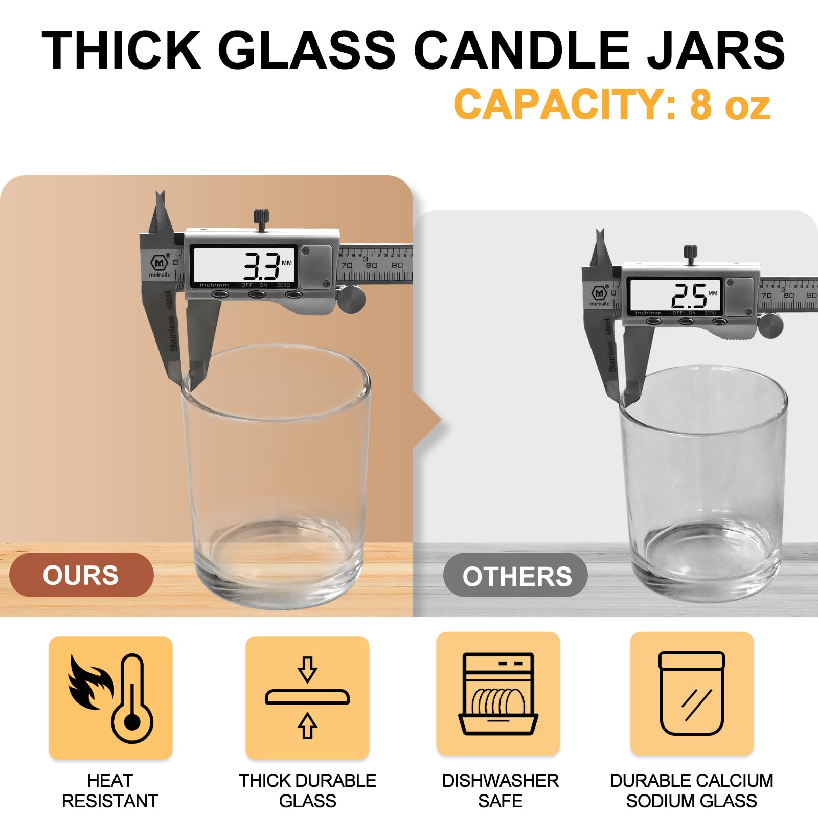 8 OZ Thick Clear Glass Candle Jars with Wooden Lids - 15 Pack Empty Containers for DIY Candle Making, Wax Melts, Essential Oils & Home Decor - Perfect for Crafting, Gifts & Aromatherapy