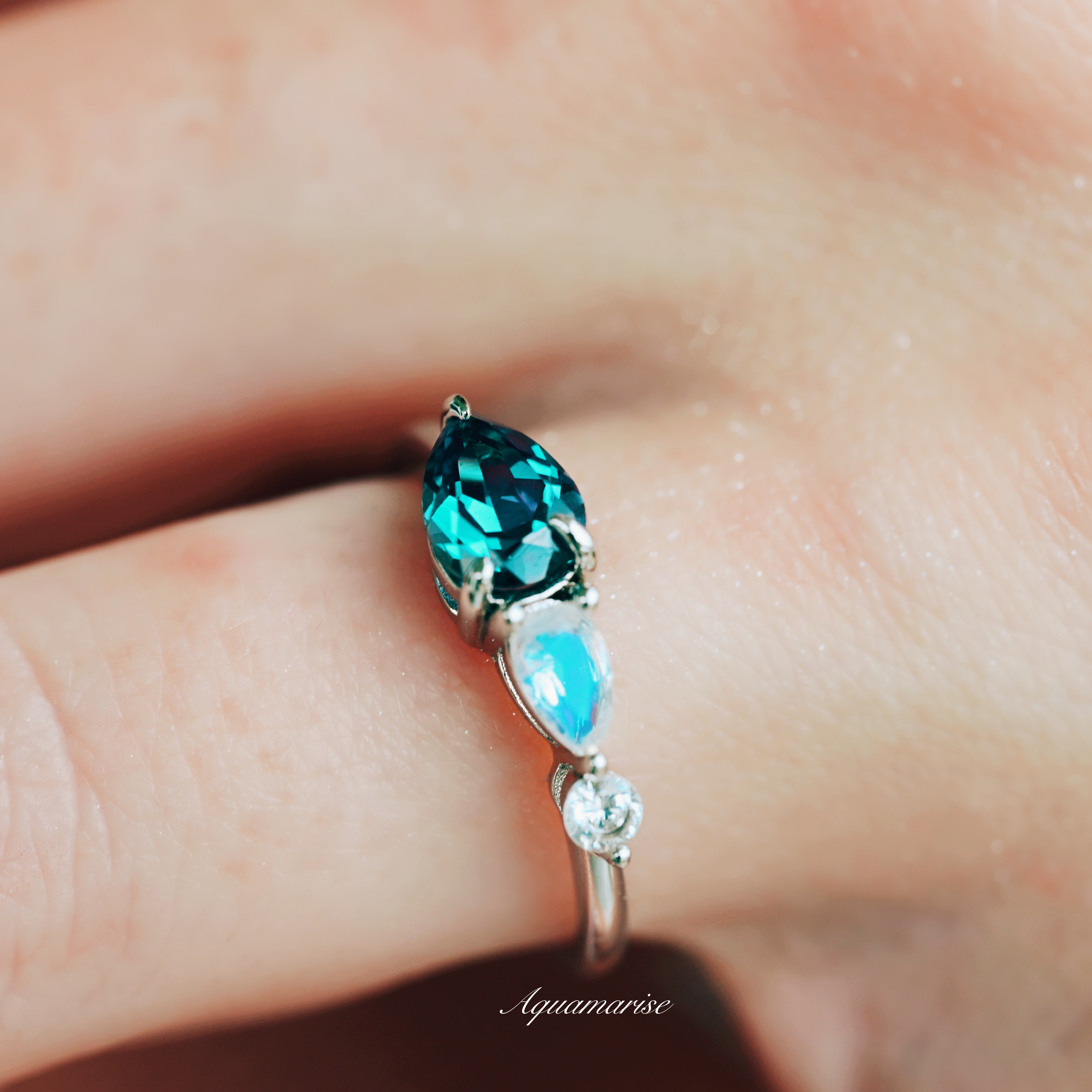 925 Sterling Silver Alexandrite & Moonstone Ring for Women | Elegant Birthstone Jewelry Gift for Anniversary, Birthday & Special Occasions