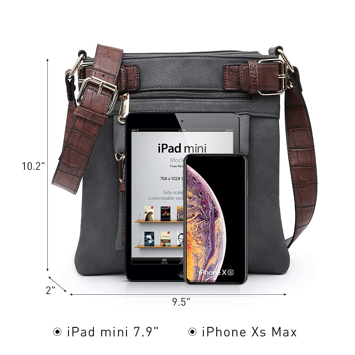 Dasein Vegan Leather Crossbody Bag - Lightweight Travel Purse for Women