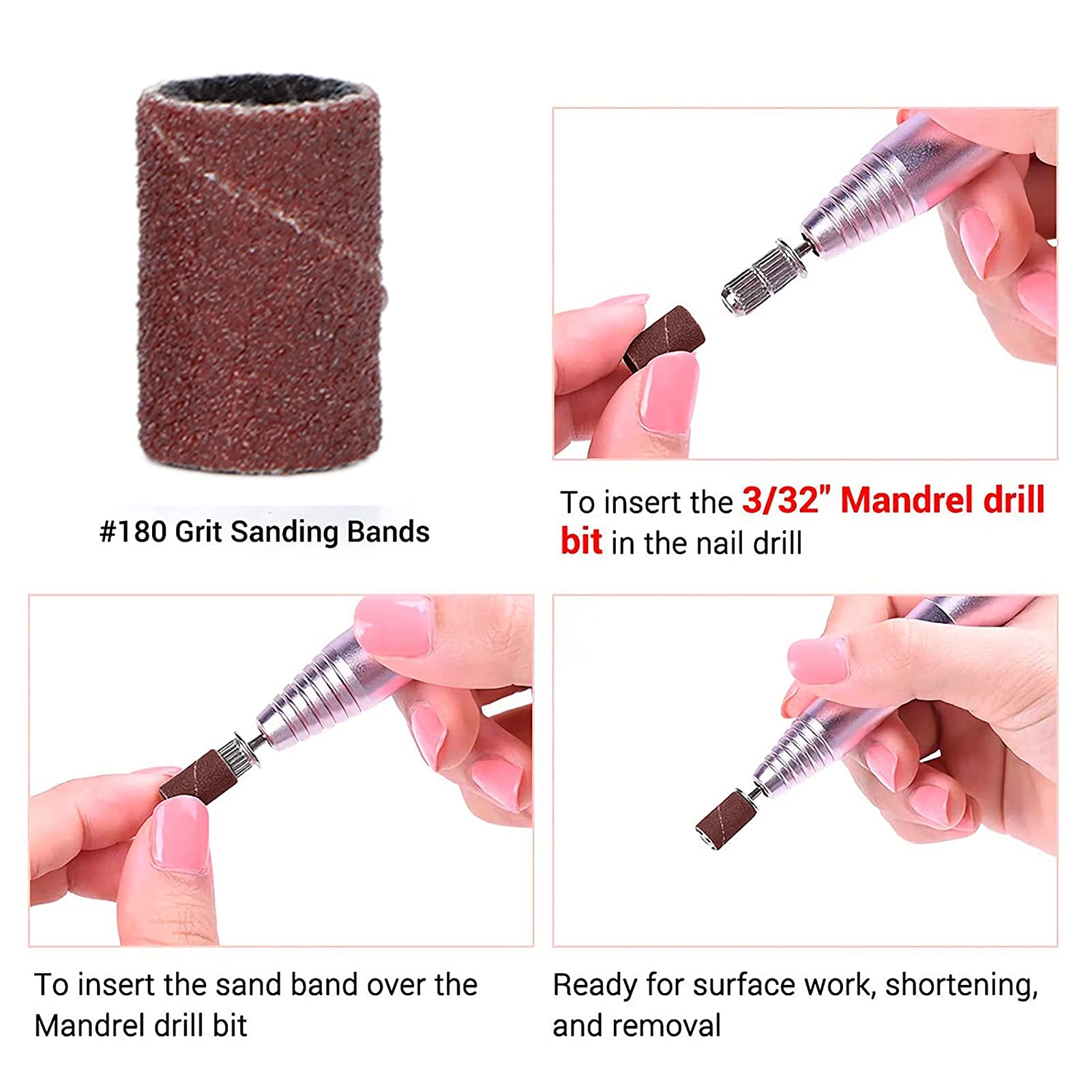 210pcs Pedicure Sanding Bands Set - 80/120/180 Grit Nail Files for Shaping, Polishing & Grinding | Professional Nail Care Kit for Salon & Home Manicure/Pedicure