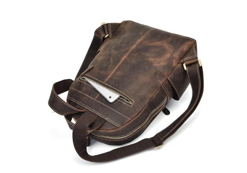 Stylish Women's & Men's Genuine Leather Laptop Backpack - Professional Work Bag for Office, College & Travel - 15.6 Inch Laptop Compartment with USB Charging Port