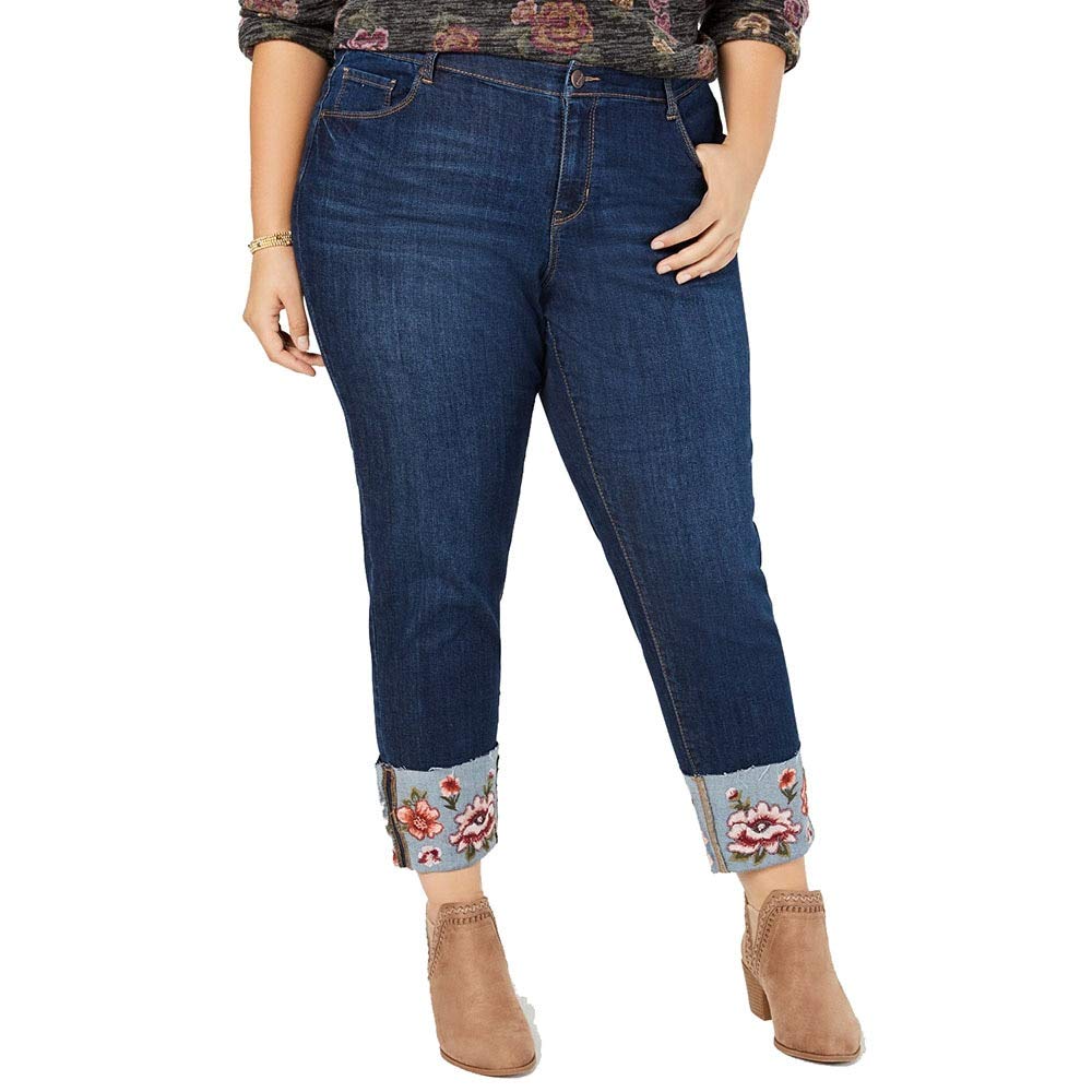 Style & Co. Women's Plus Size Denim Cuffed Ankle Jeans - Blue Wash 20W | Comfortable Stretch Skinny Fit for Casual Wear & Everyday Outfits