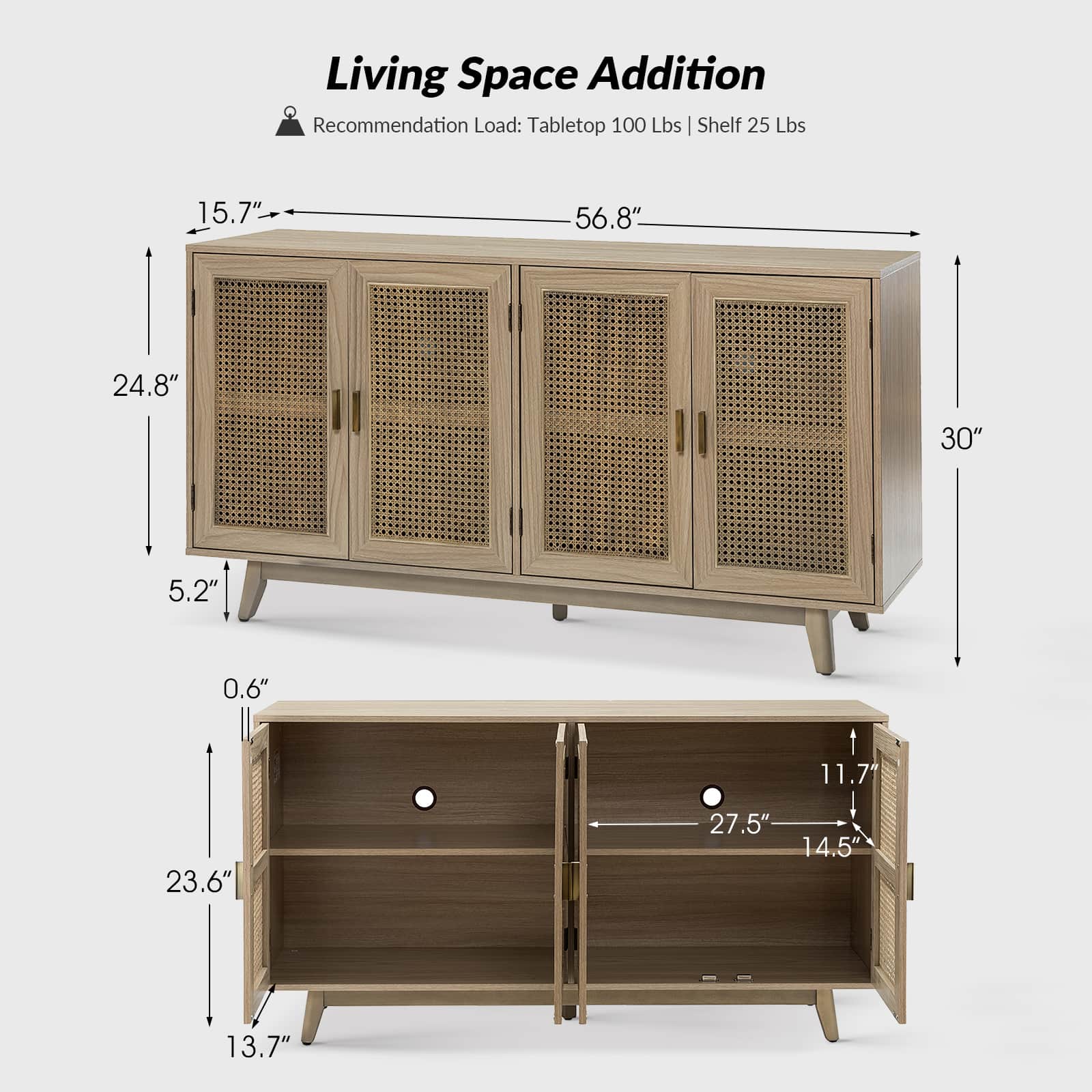 65 Inch TV Stand Console Table with Storage - Modern Entertainment Center for Living Room, Bedroom & Home Theater