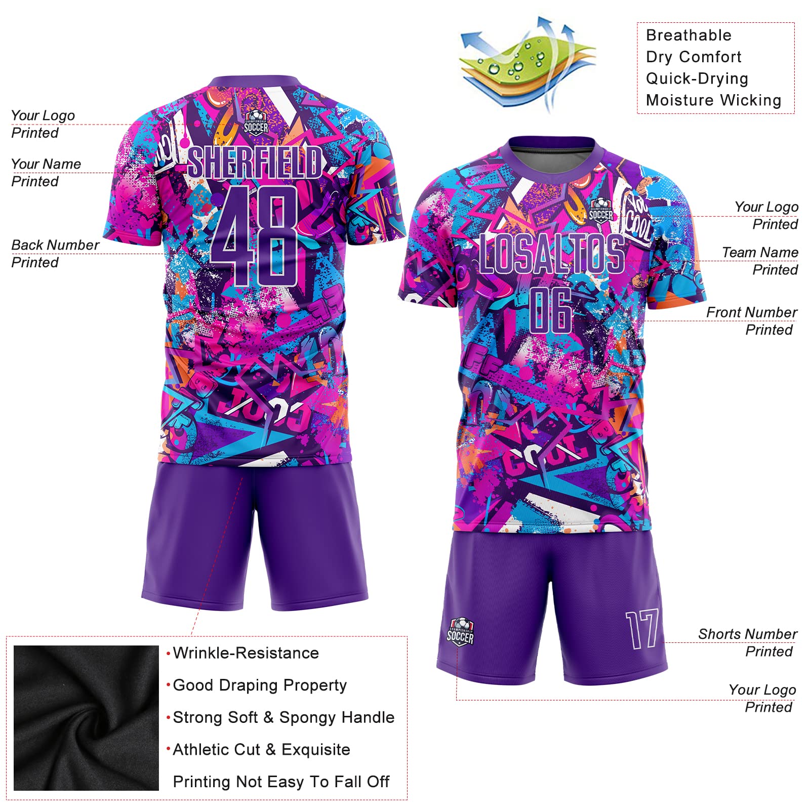 Custom Personalized Soccer Jerseys for Men, Women & Youth - Team Name, Number & Logo Printing - Perfect for Games, Training & Team Uniforms