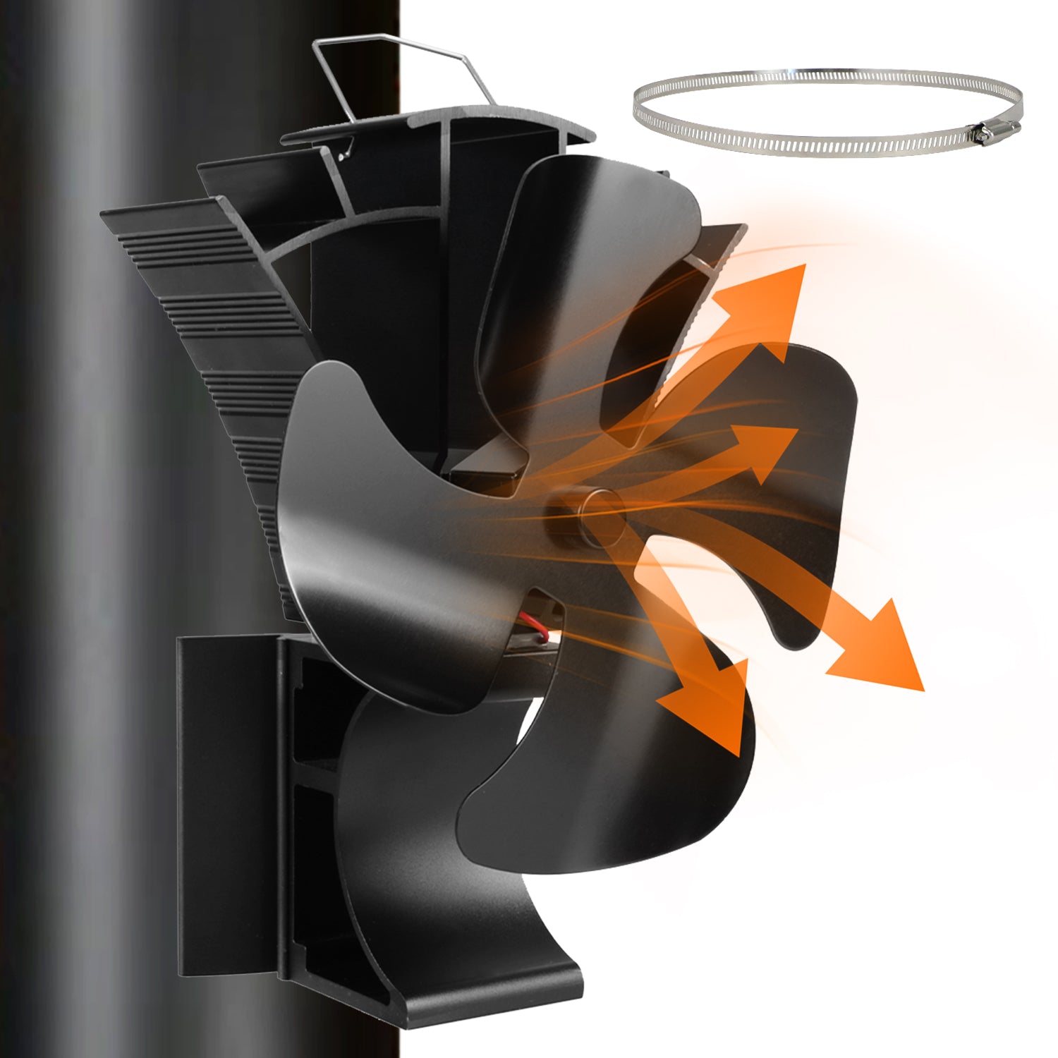 VODA 3-in-1 Wood Stove Fan with 4 Blades - Heat Powered Magnetic Fan for Fireplace, Camping & Home Heating - Eco-Friendly & Silent Operation