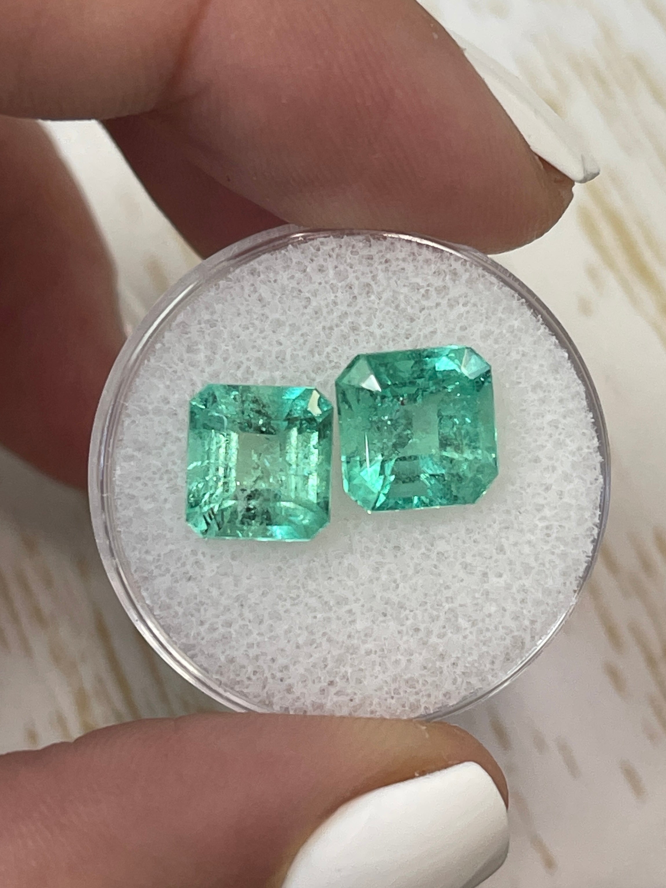 8.5x8mm Matching Loose Colombian Emeralds - Asscher Cut Natural Green Gemstones (5.49ctw) for Jewelry Making, Engagement Rings & Luxury Gifts