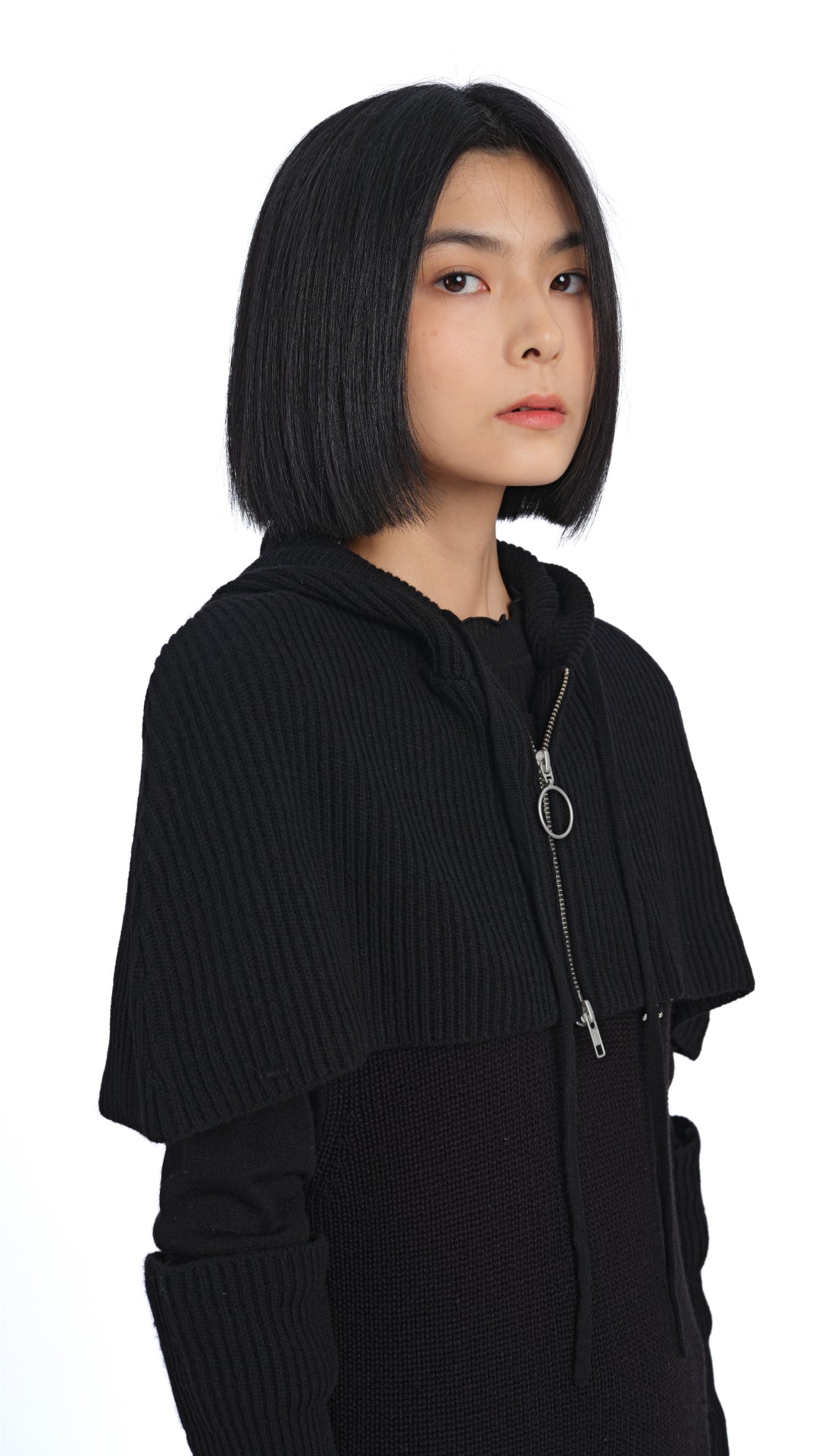 Cropped Hoodie Cape with Arm Warmers - Stylish & Cozy Women's Outerwear for Fall & Winter - Perfect for Layering, Outdoor Activities & Casual Wear