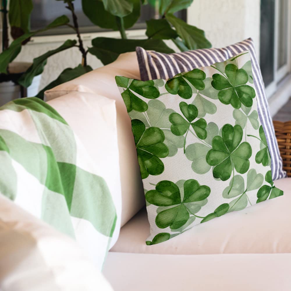 GEEORY St. Patrick's Day Pillow Covers 20x20 Inch Set of 4 - Shamrock Lucky Decorative Throw Pillow Covers for Home, Farmhouse, Living Room Decor - Perfect for St. Patrick's Day Party, Irish Themed Home Decor & Seasonal Couch Accessories