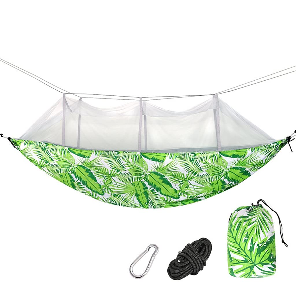 YCDJCS Portable Camping Hammock with Mosquito Net - Lightweight Breathable Travel Hammock for Outdoor, Indoor, Patio & Backyard - Green 270x140cm - Perfect for Camping, Hiking, Beach & Relaxation