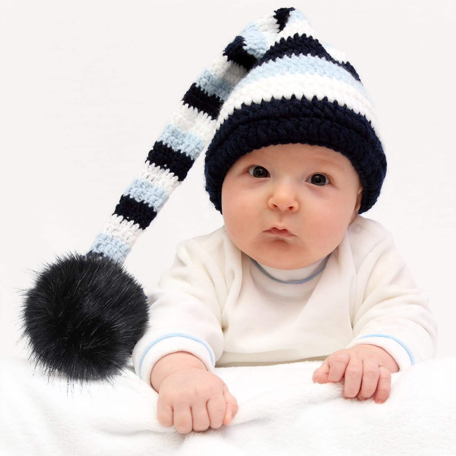 8 Pcs 6 Inch Large Fluffy Faux Fur Pom Pom Balls for Hats - Snap Button Attachments for DIY Crafts, Winter Accessories (Black, Grey, Brown, White) - Perfect for Knit Hats, Scarves, Boots & Bag Charms