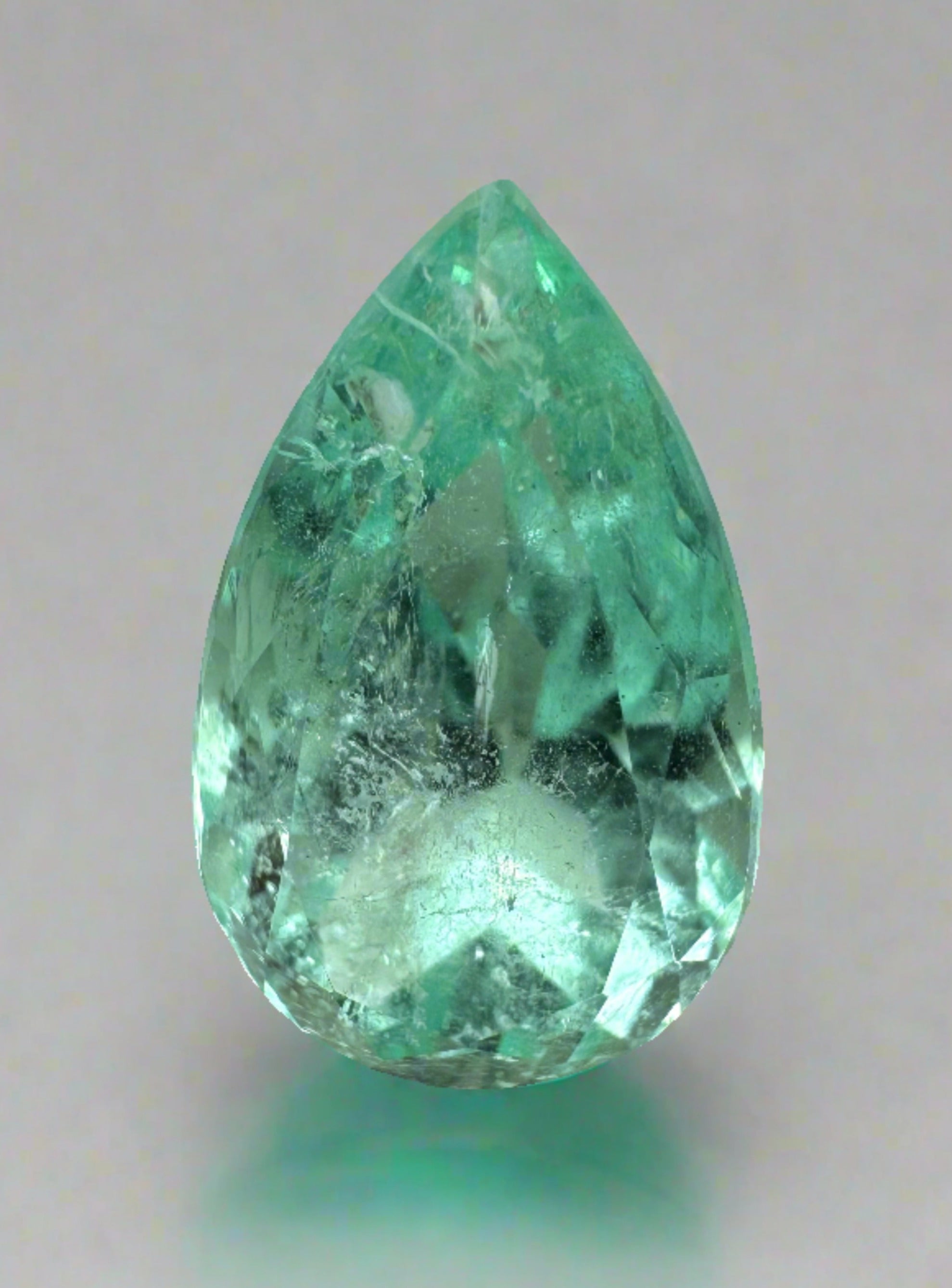 5.57 Carat Natural Colombian Emerald Pear Cut Loose Gemstone - Radiant Light Green for Jewelry Making & Engagement Rings