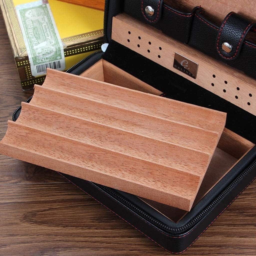 Premium Portable Cigar Humidor Box - Natural Cedar Wood Cigar Case with Humidifier | Travel Cigar Storage (Brown, 20x13x8cm) | Perfect for Home, Office & Outdoor Use