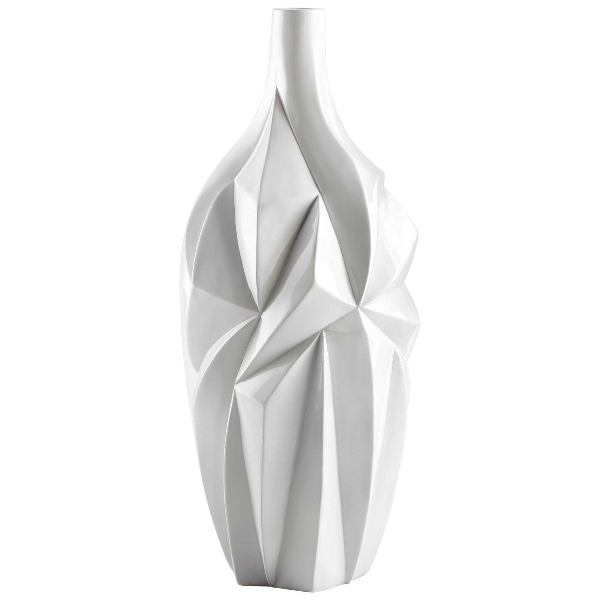Cyan Design 05001 Glacier Vase - Large Gloss White Glaze Ceramic Vase for Home Decor, Wedding Centerpiece & Floral Arrangements