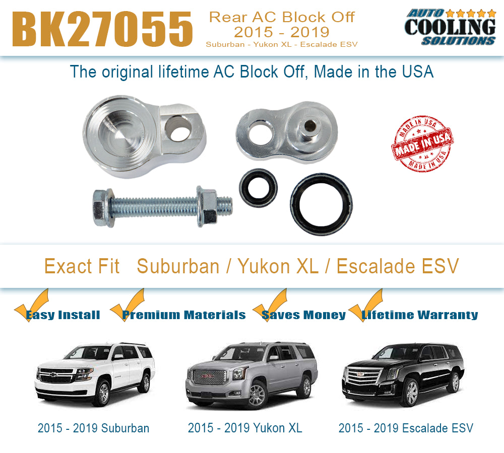 Rear AC Block Off Plate for Chevy Suburban, GMC Yukon XL, Cadillac Escalade ESV (2015-2020) | HVAC System Modification for Improved Engine Performance & Fuel Efficiency