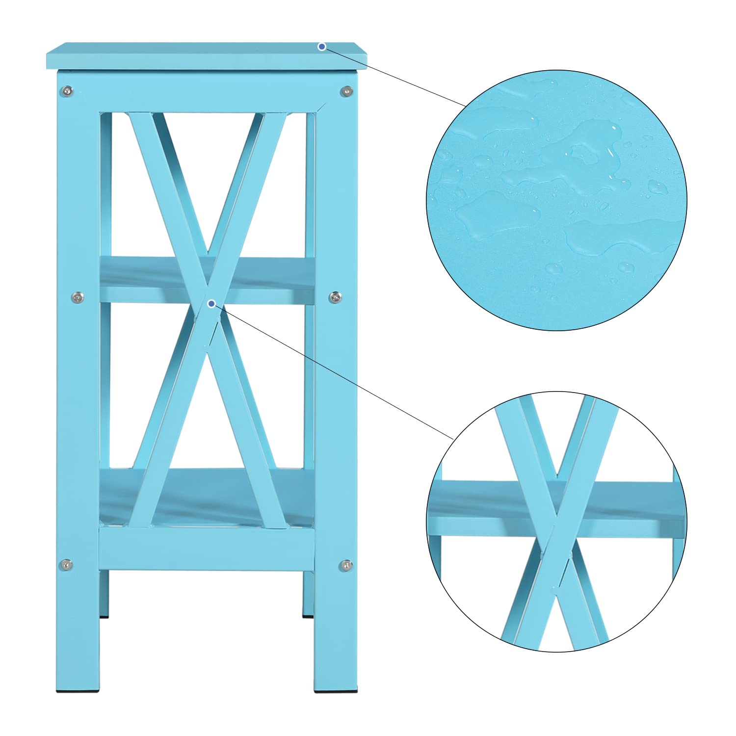 VECELO End Table with Storage Shelf - Nightstand for Living Room & Bedroom, Light Blue - Compact Side Table with Open Shelf for Books, Lamps & Decor (1 Pack) - Perfect for Small Spaces, Apartments & Dorm Rooms