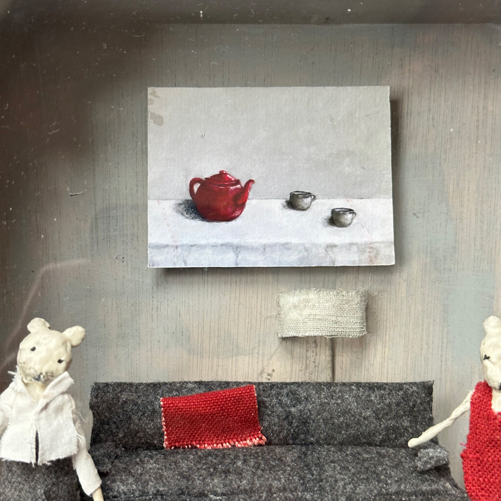 Red and Gray Assemblage - Stylish Home Decor for Living Room, Bedroom & Office | Perfect for Wall Art, Shelf Display & Gift Giving