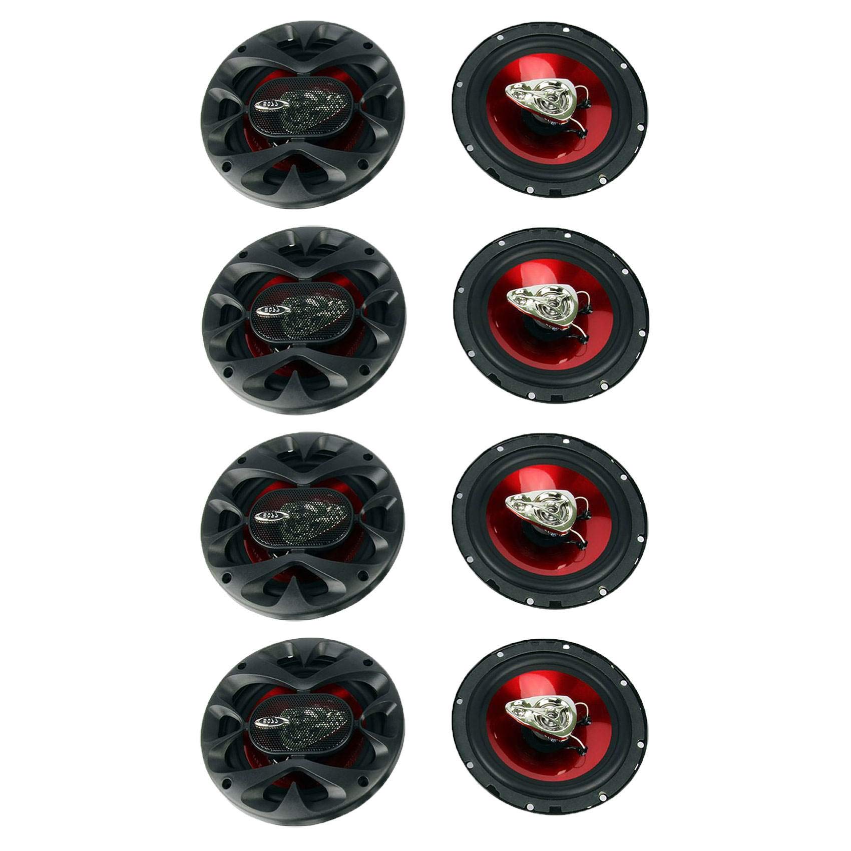 Boss Audio CH6530 6.5 Inch 300 Watt 3-Way Coaxial Car Speakers (8 Pack) - High Performance Stereo Sound System for Trucks, SUVs, and Custom Car Audio Upgrades