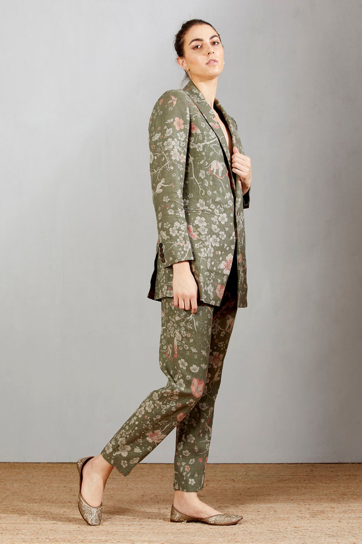 Rana Women's Grey Linen Blazer - Lightweight Summer Office Jacket for Business Casual & Travel