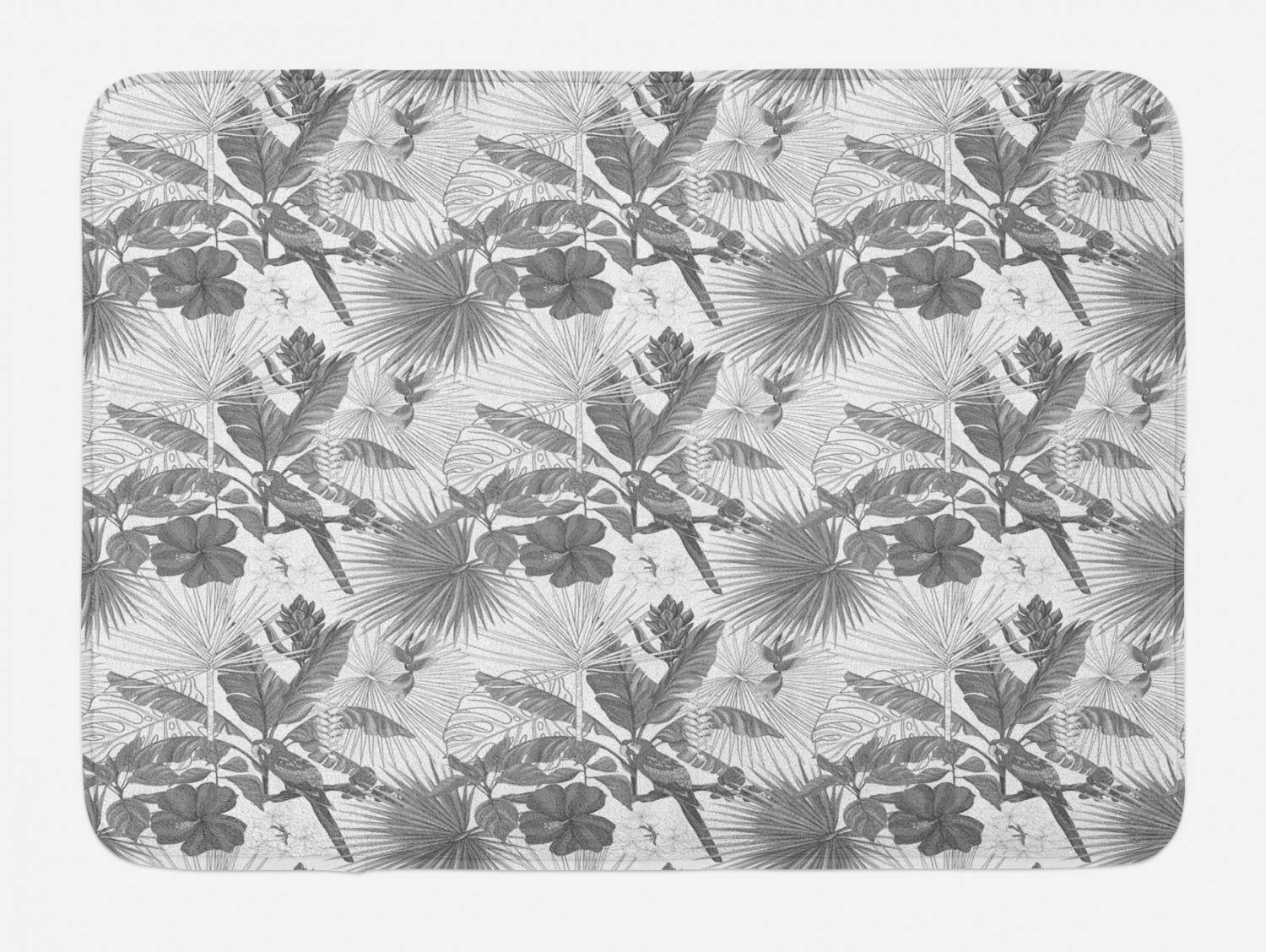 Ambesonne Hawaii Bath Mat - Soft Plush Non-Slip Bathroom Rug with Tropical Jungle Floral Design (30