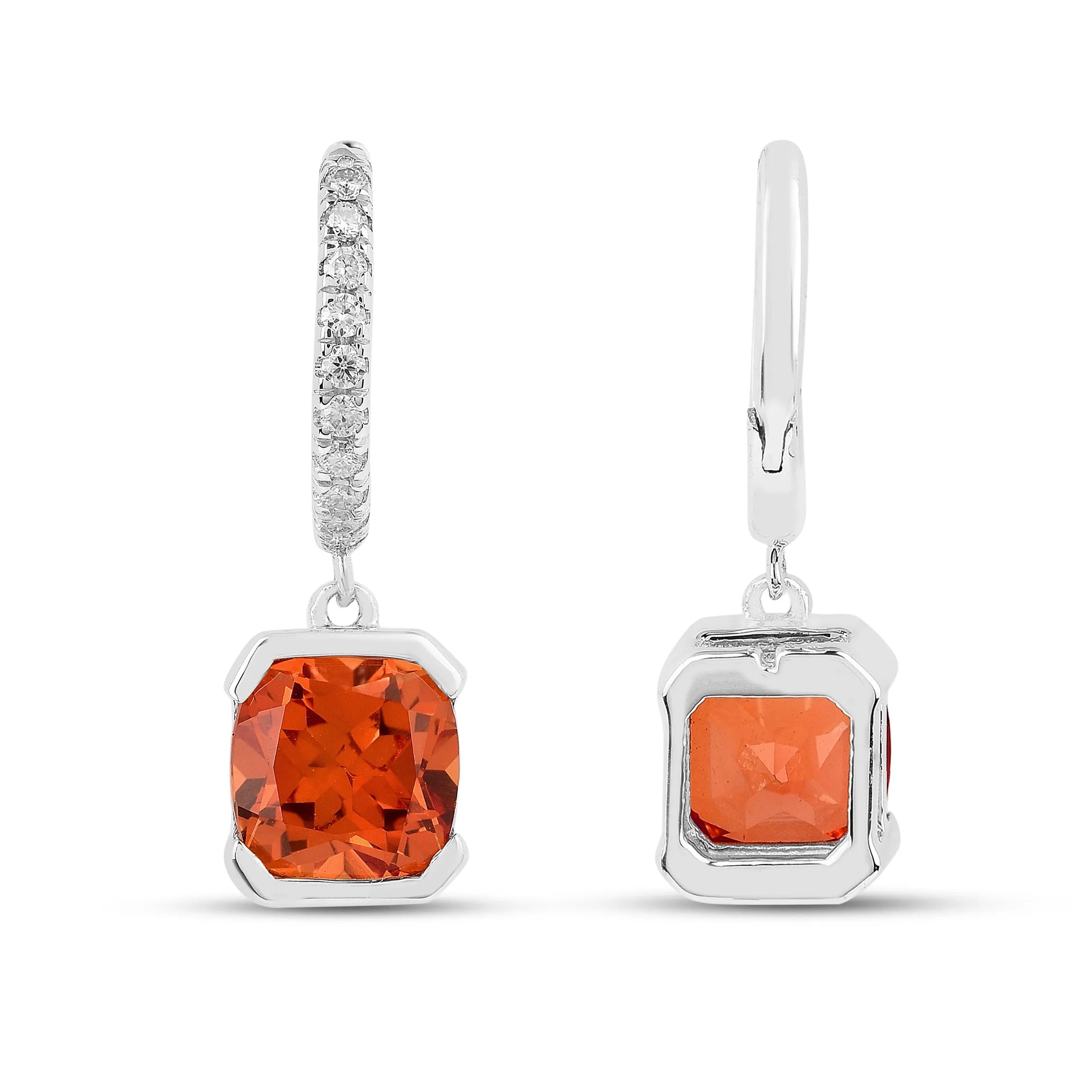 Exquisite Peach Sapphire Drop Hoop Earrings - 14K Gold Plated Dangle Earrings for Women | Perfect for Weddings, Parties & Special Occasions