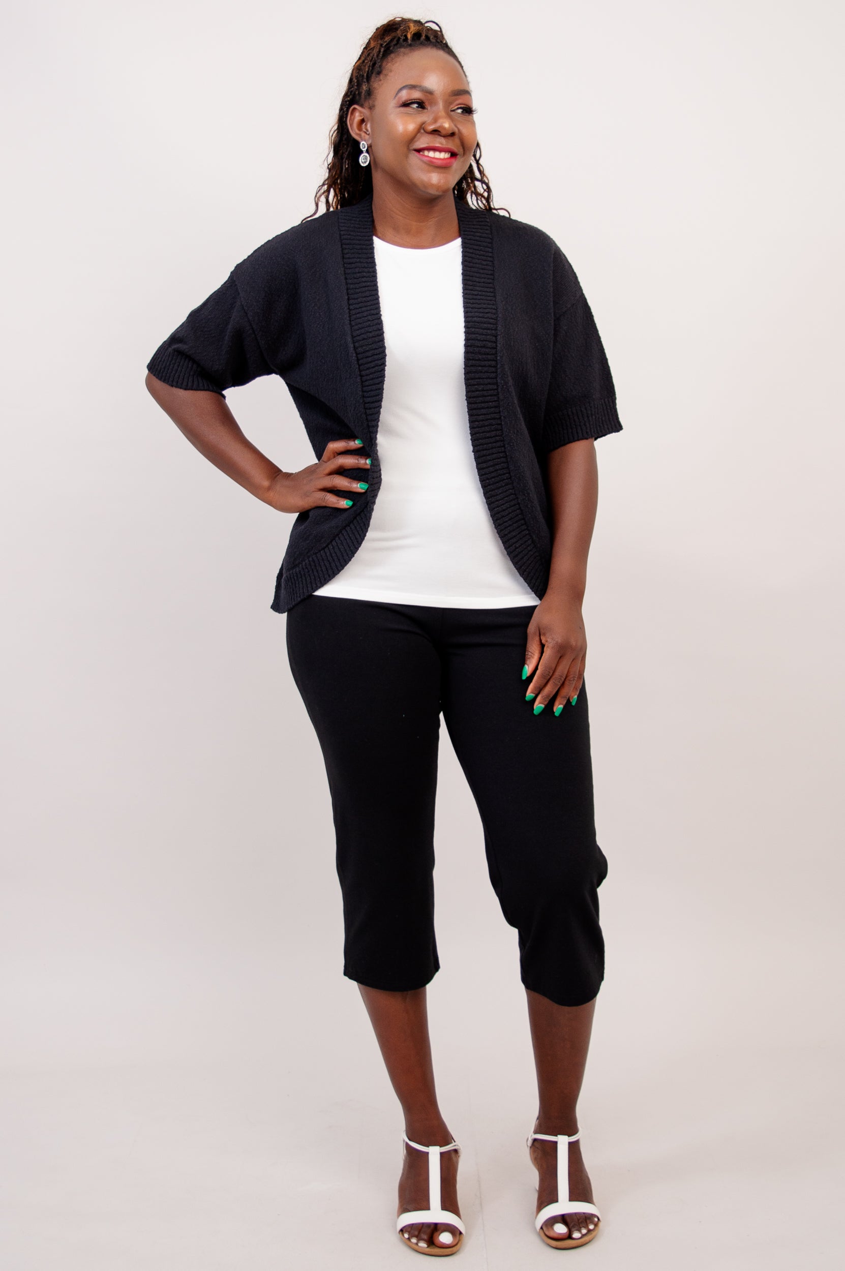 Jana Cardigan Women's Black Cotton Knit Sweater - Cozy & Stylish for Fall, Winter & Casual Outfits