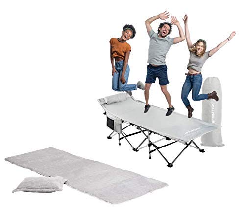 Alpcour Extra Large Folding Camping Cot with Mattress Pad & Pillow - Portable Bed for Outdoor Camping, Travel, Guest Room & Emergency Use