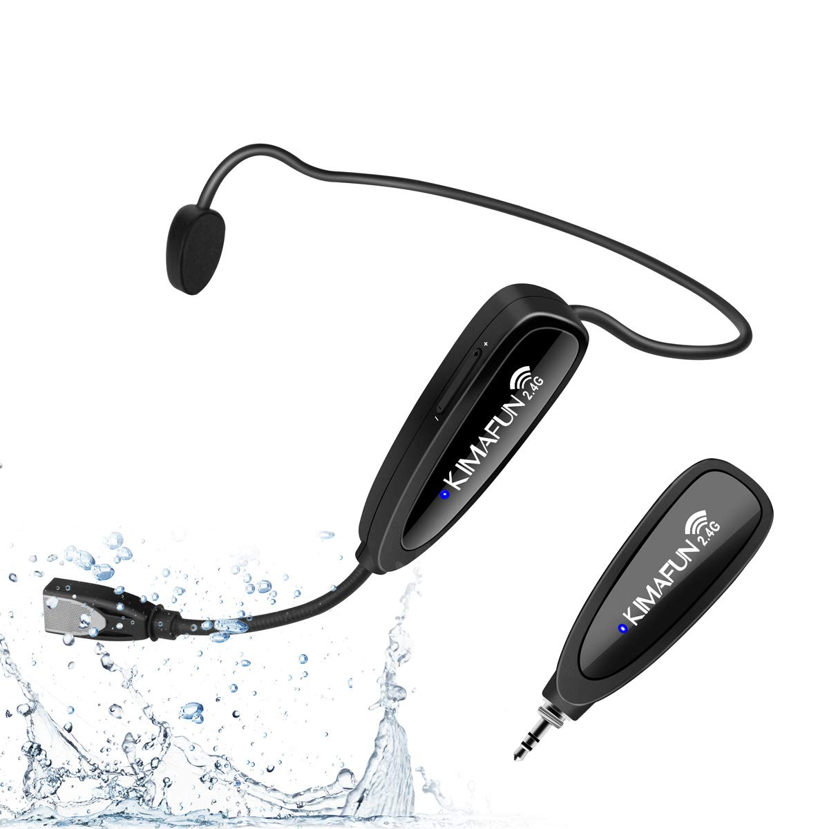 KIMAFUN Wireless Headset Microphone System - No Bluetooth Needed, Waterproof Head Mic for Fitness Instructors, Online Teaching, Yoga Classes, Spinning Coaches & Public Speakers | Compatible with iPhone & Android Phones (Model G100-1) | Perfect for Gym Sessions, Virtual Lessons & Live Presentations