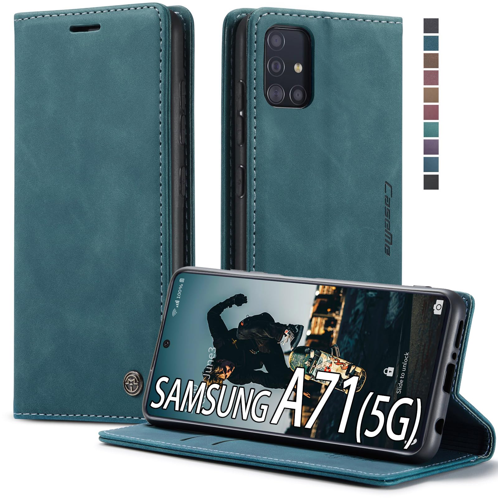 Samsung Galaxy A71 5G Leather Wallet Case with Card Holder & Kickstand - Magnetic Flip Cover for 6.7 Inch A71 5G (Blue) | Perfect for Work, Travel & Daily Protection