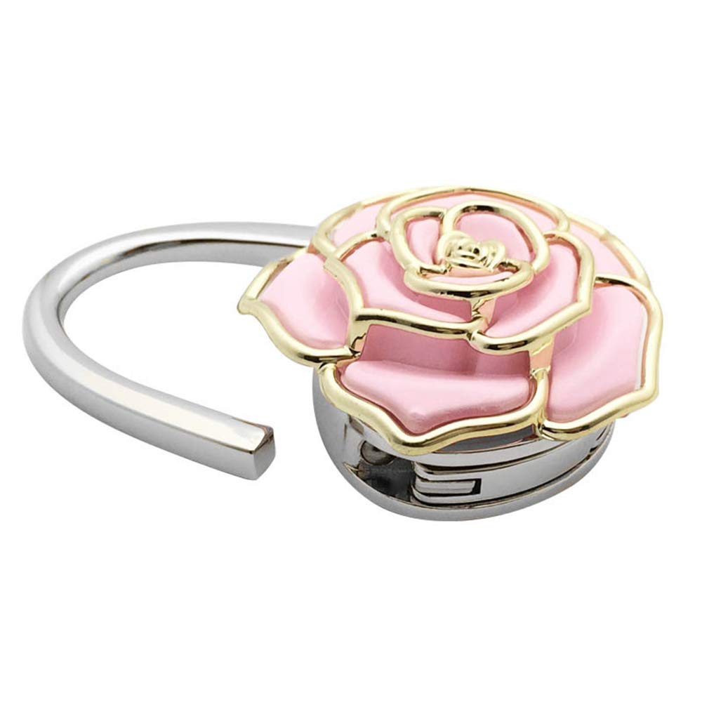 Rose Gold Foldable Purse Hook Hanger - Portable Handbag Holder for Tables, Restaurants & Travel - Durable Bag Storage Solution for Women's Purses, Totes & Backpacks