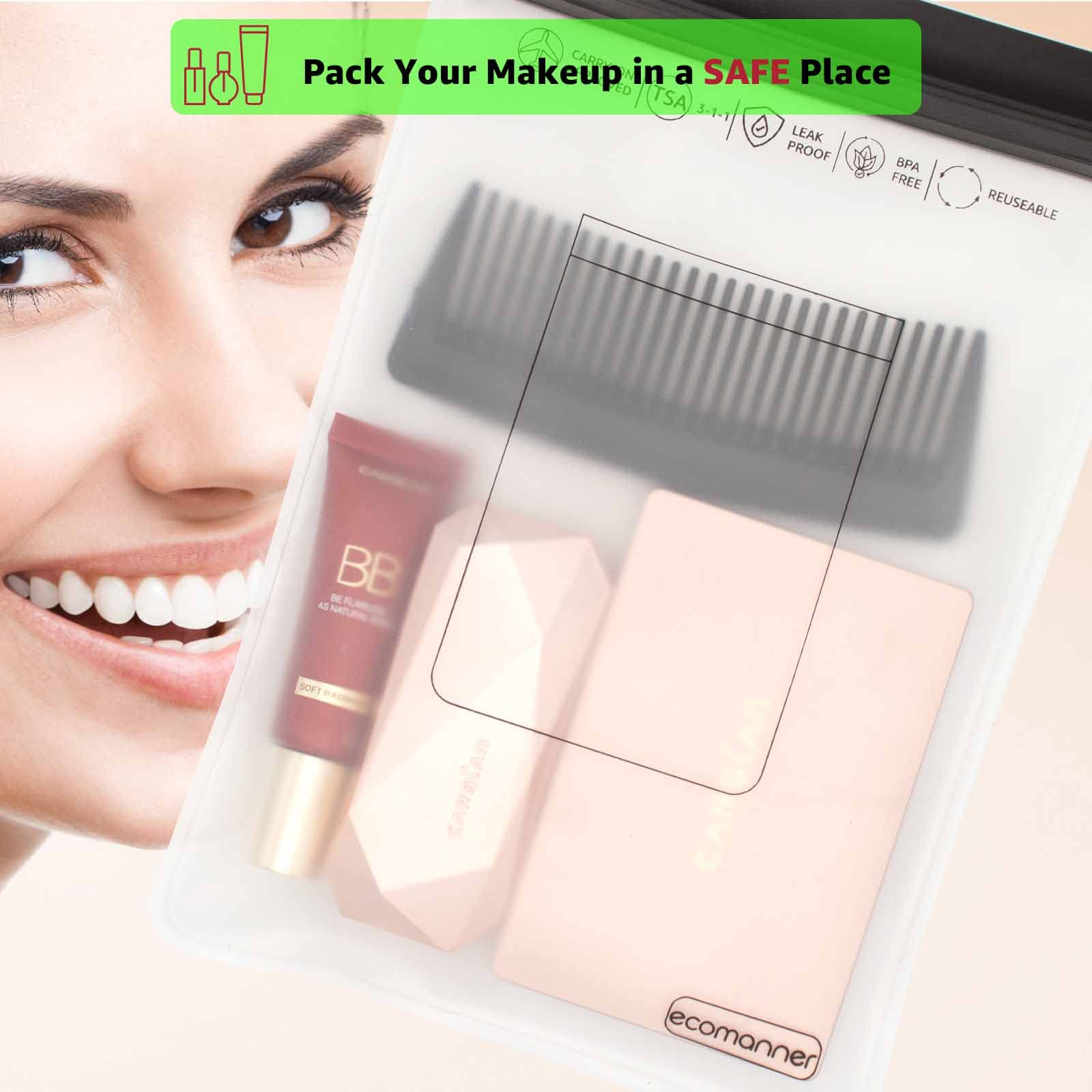 4 Pack TSA Approved Leak Proof Clear Toiletry Bags for Travel - 2 Small & 2 Large Quart Size (Perfect for Carry-on Luggage & Airport Security) | Ideal for Business Trips, Vacations & Weekend Getaways