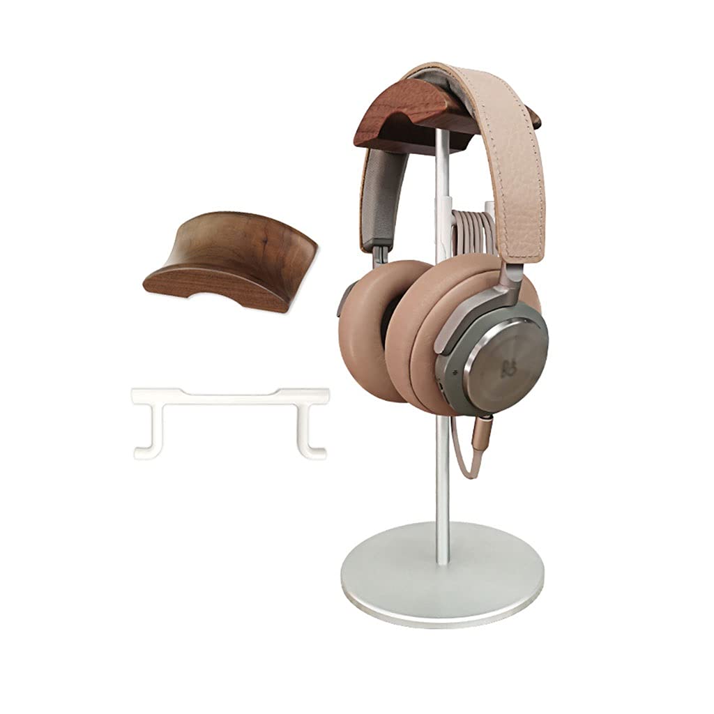 Premium Aluminum Alloy & Wooden Headphone Stand - Desktop Headphone Holder & Hanger for Gaming, Office & Home Use - Durable Headset Display Stand with Hook Bracket (Color B) - Perfect for Gamers, Streamers & Music Lovers