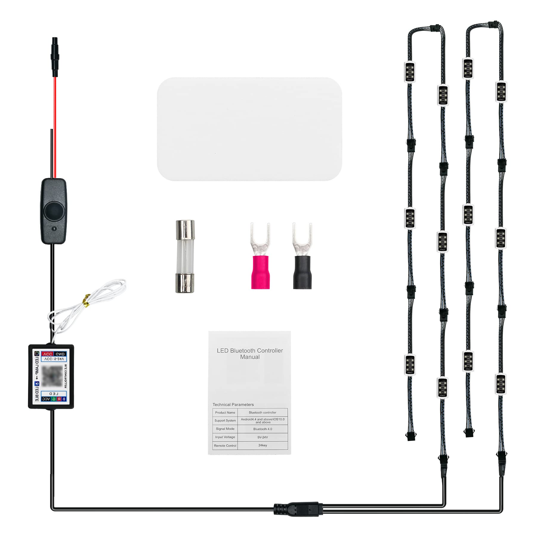 12Pcs Motorcycle RGB LED Light Kit - 7.5ft Smart Color Changing Strip Lights with Music Sync & APP Control for Cars, ATV, UTV (12V DC, Wireless Remote) - Perfect for Night Rides, Off-Road Adventures & Custom Vehicle Lighting