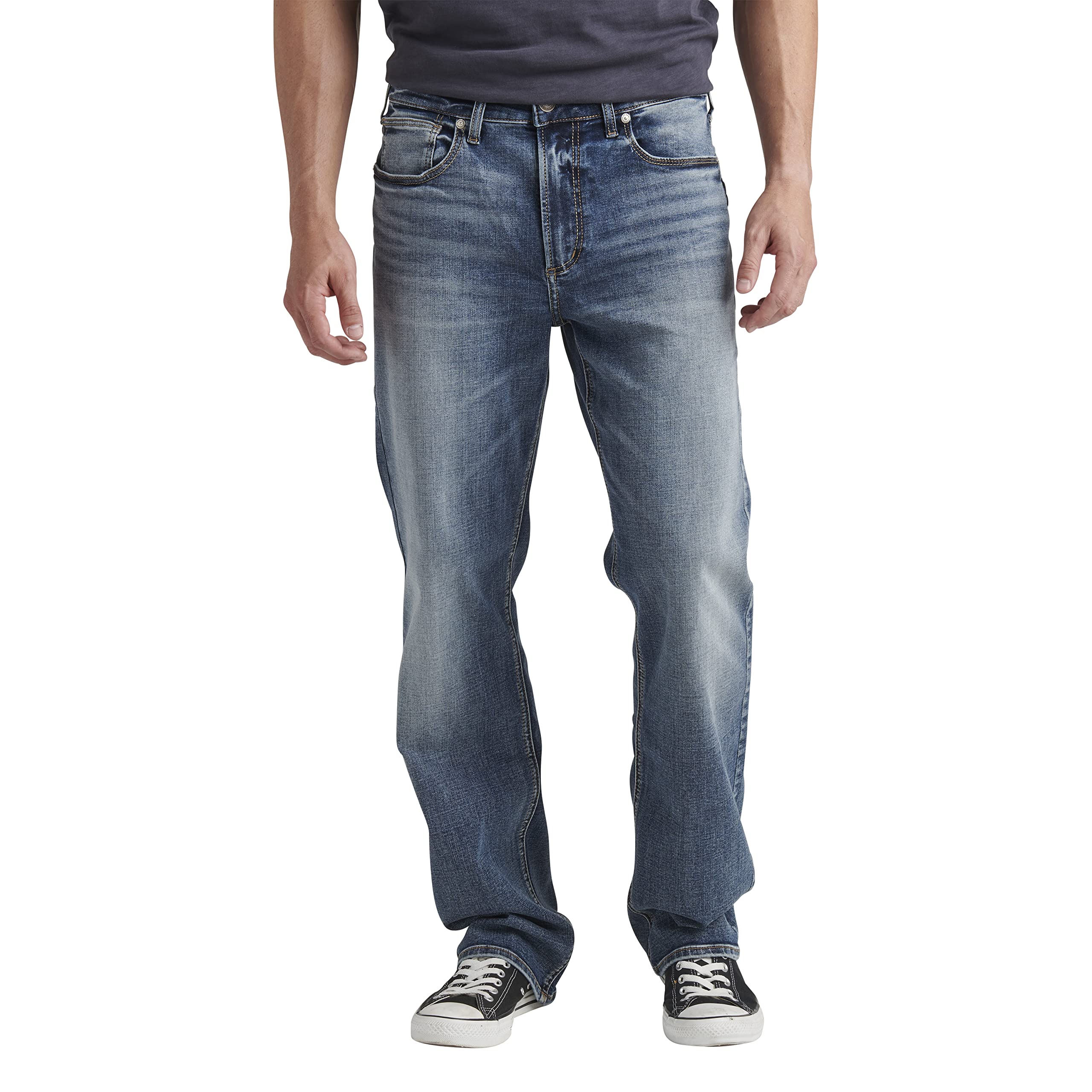 Silver Jeans Co. Men's Graystone Classic Fit Straight Leg Jeans - Comfortable Denim Pants for Casual Wear, Work & Everyday Outfits