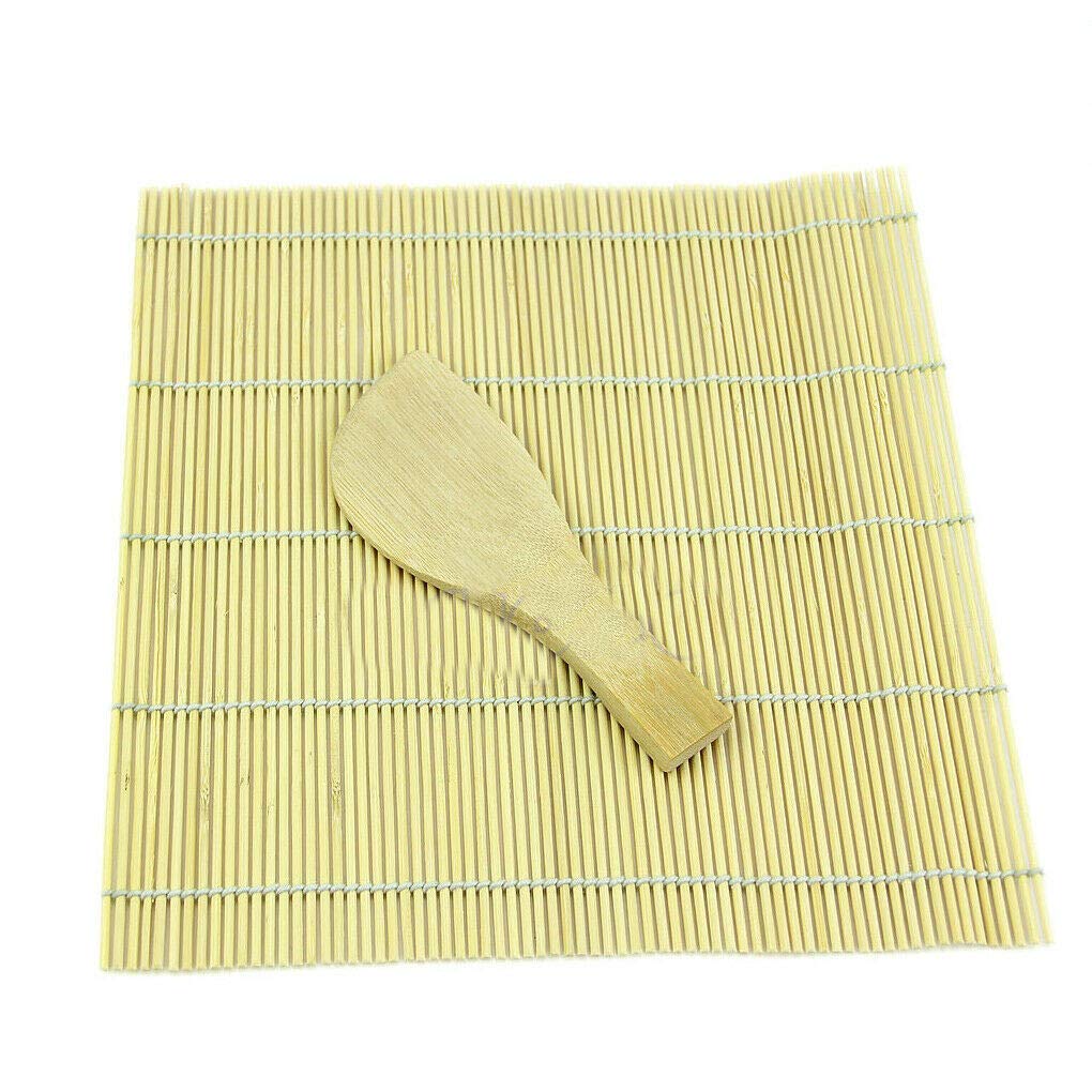 7x5 Inch Premium Bamboo Sushi Rolling Mat with Rice Paddle - Authentic Japanese Sushi Maker Kit for Homemade Sushi, Maki Rolls & Asian Cuisine - Perfect for Sushi Lovers, Home Chefs & Japanese Food Enthusiasts
