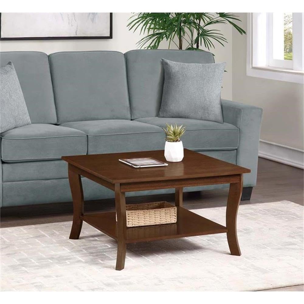 Pemberly Row Square Coffee Table - Espresso Wood Finish - Perfect for Living Room, Lounge & Office Decor