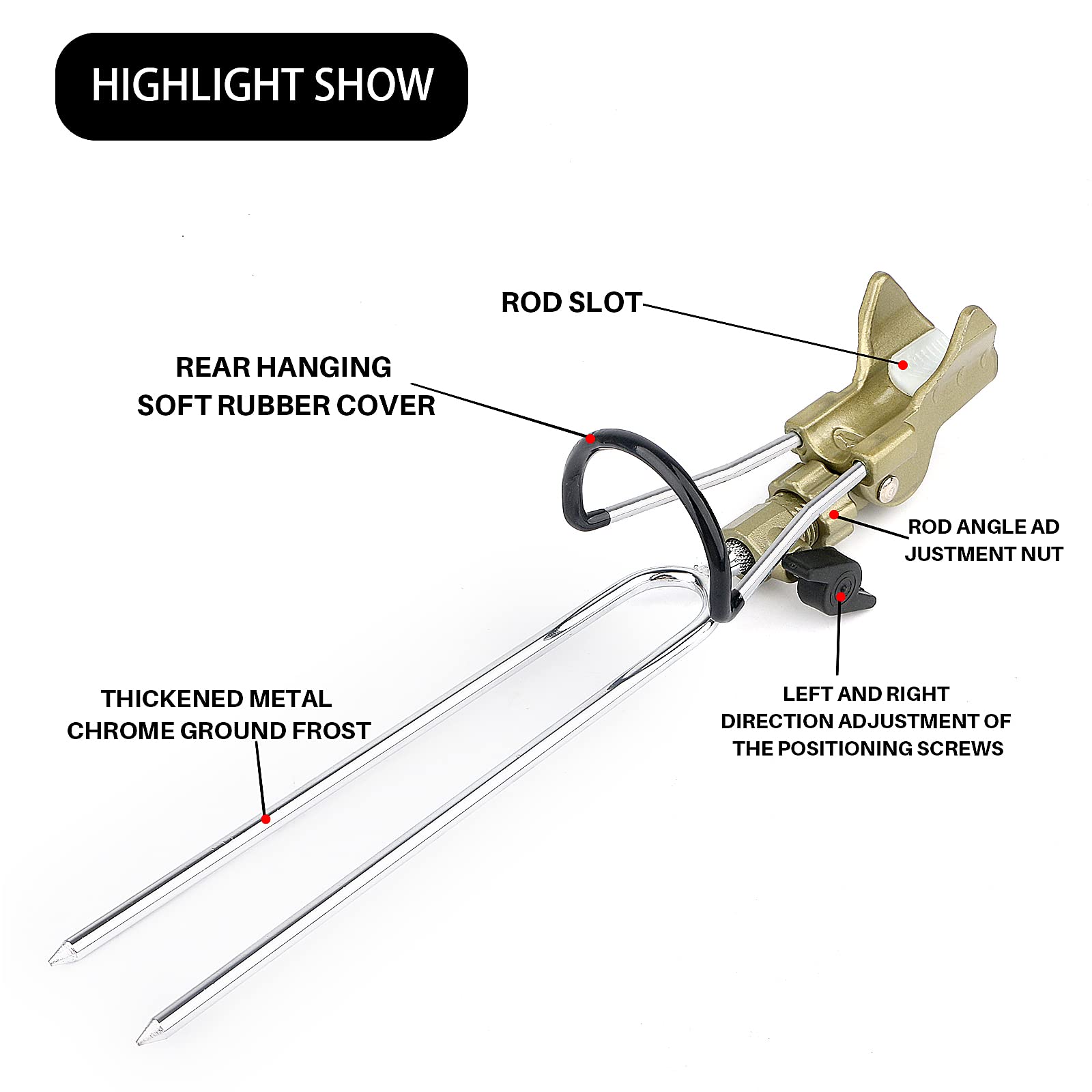 **Universal Adjustable Fishing Rod Holder with Alarm Bells - Dual-Purpose Hand & Sea Ground Plug for Bank Fishing | Perfect for Shore, Boat & Ice Fishing**