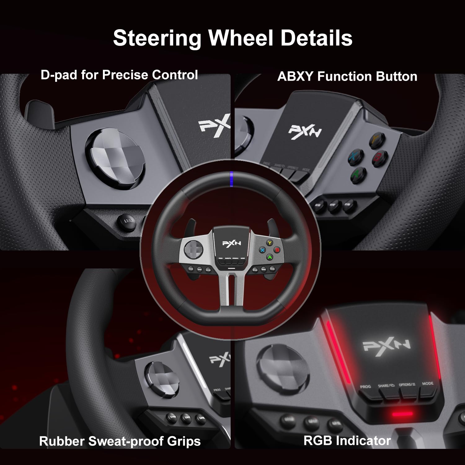 PXN V9 Gen2 Racing Wheel - 270° to 900° Adjustable Steering Wheel with Dual Mode & 3-in-1 Pedals + Shifter Bundle - Compatible with PC, PS4, PS3, Xbox One, Xbox Series X/S - Perfect for Racing Simulation Games & Professional Driving Training