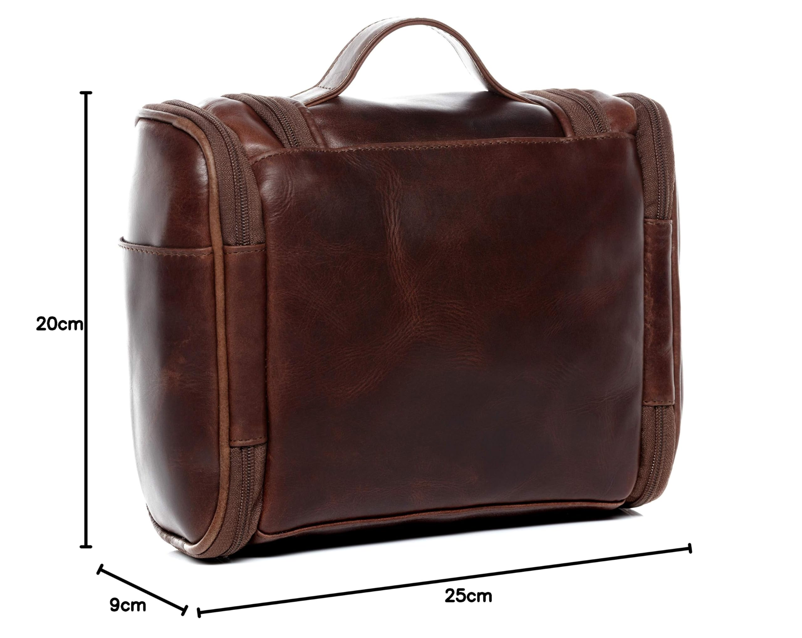 Premium Real Leather Toiletry Bag for Men & Women – SID & VAIN Wash Bag Dexter Large Travel Overnight Gym Shaving Bag – Unisex Brown Leather Organizer for Travel, Gym & Daily Use