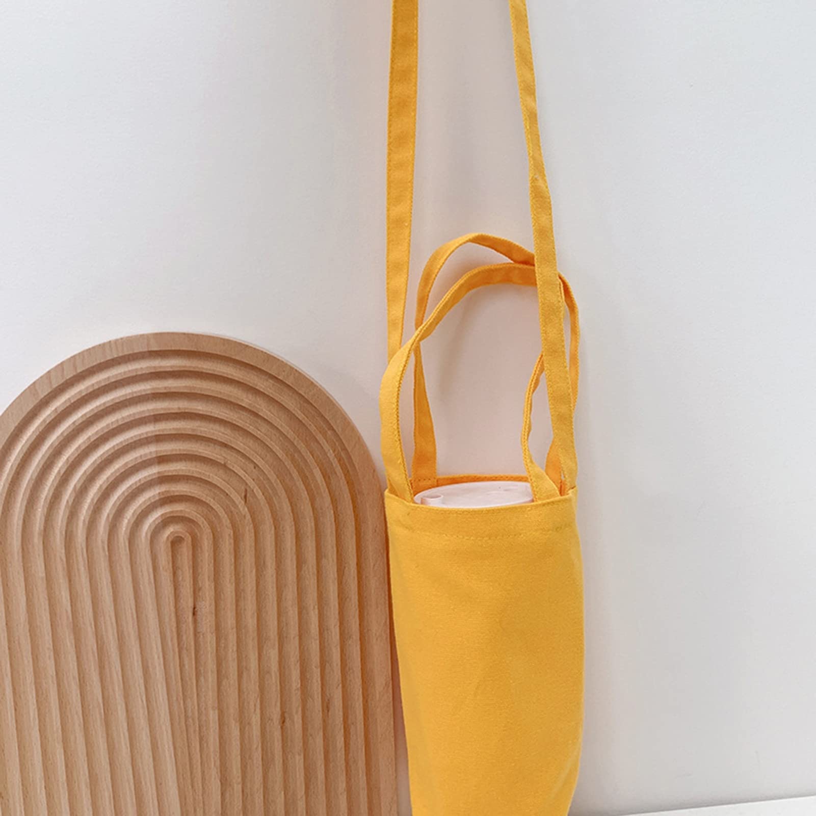 Large Insulated Water Bottle Bag with Adjustable Sling - 32oz Elastic Holder for Hiking, Gym & Travel Accessories - Yellow