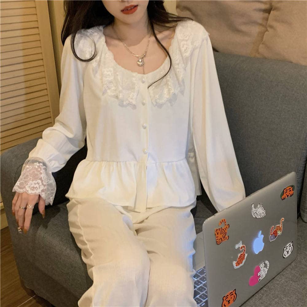 **AUBERSIT Women's Cute Lace Pajama Set - 2 Piece Sleepwear for Women, Soft & Comfortable Nightwear, White, XL - Perfect for Sleepovers, Relaxing at Home & Gift Giving**