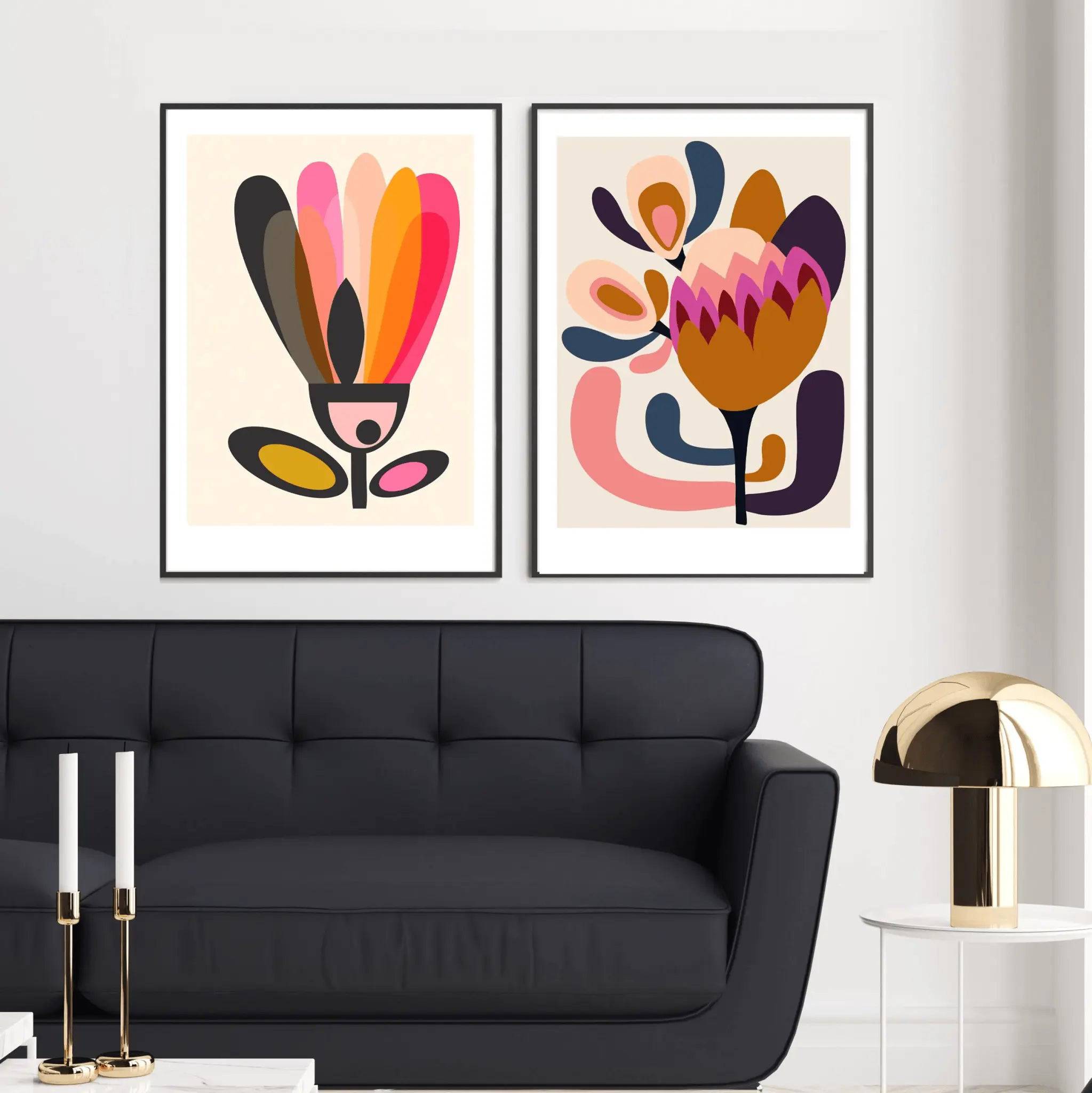 Vintage Mid Century Modern Wall Art - Set of 3 Giclee Prints for Living Room, Bedroom & Office Decor