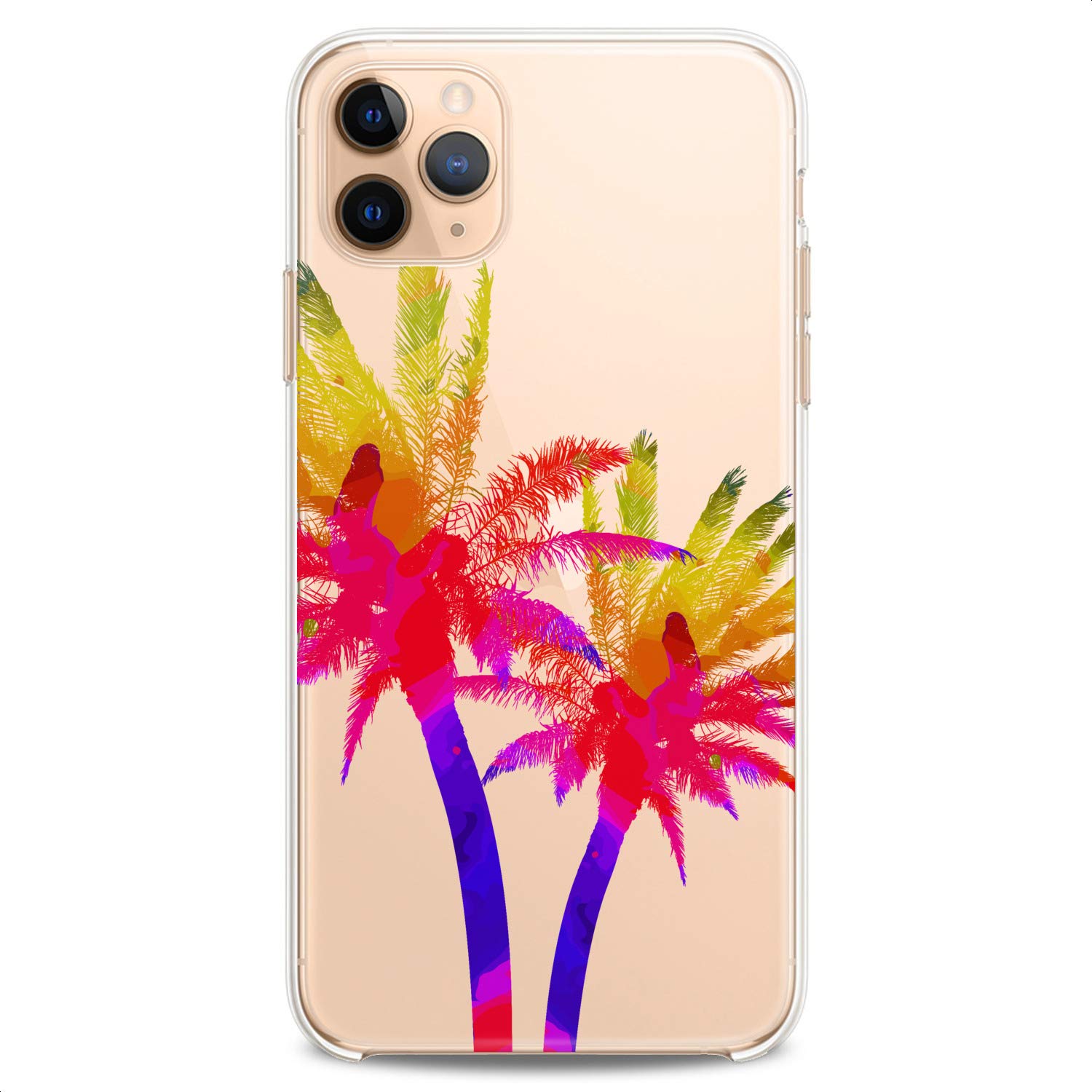 Trendy TPU Phone Case for iPhone 16/15/14/13/12/11 Pro Max/Plus/Mini/XS/XR/X/8+/7/6/5/SE - Vibrant Pink Tropical Palm Tree Design, Slim Flexible Silicone Cover with Clear Print (Perfect for Beach Vacations, Summer Outings & Girls' Accessories)