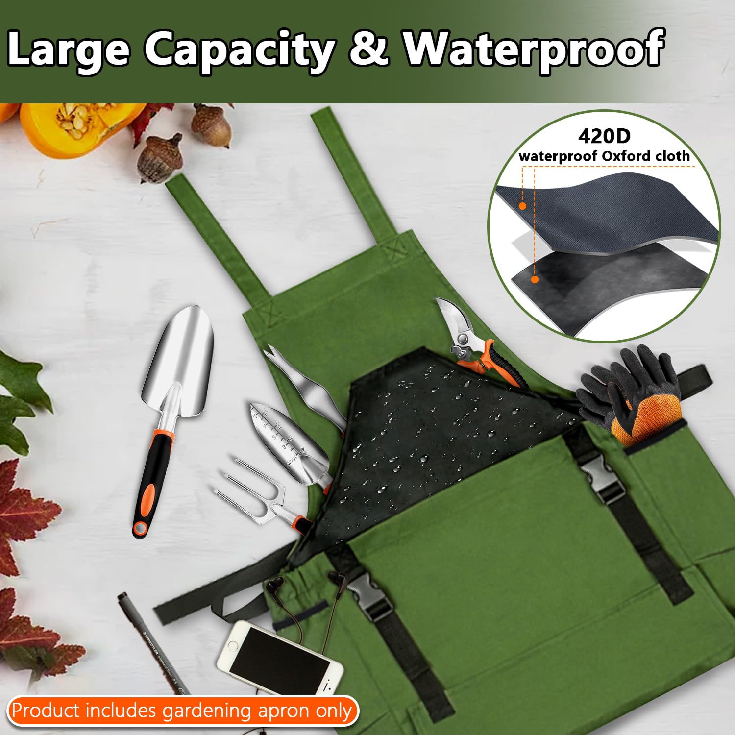 Durable Gardening Apron with Pockets for Men & Women - Heavy Duty Harvest Apron for Planting, Weeding & Outdoor Work - Perfect Gardening Gift for Her & Him - Ideal for Gardeners, Farmers & DIY Enthusiasts
