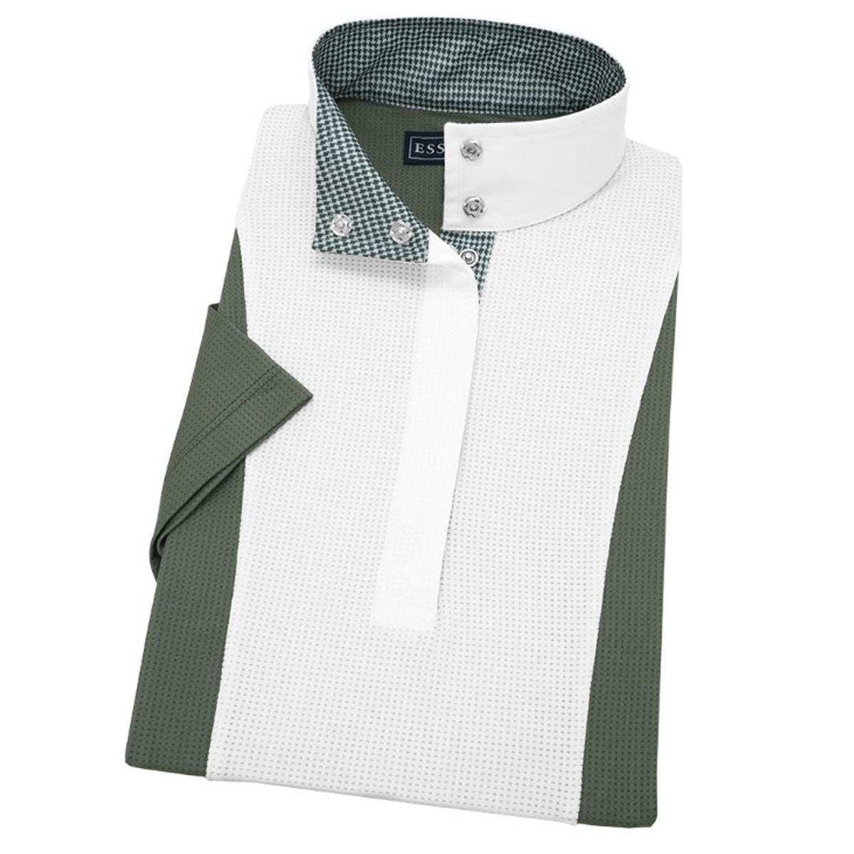 Essex Classics Women's Houndstooth Green Performance Short Sleeve Show Shirt - Equestrian Riding & Horse Show Attire