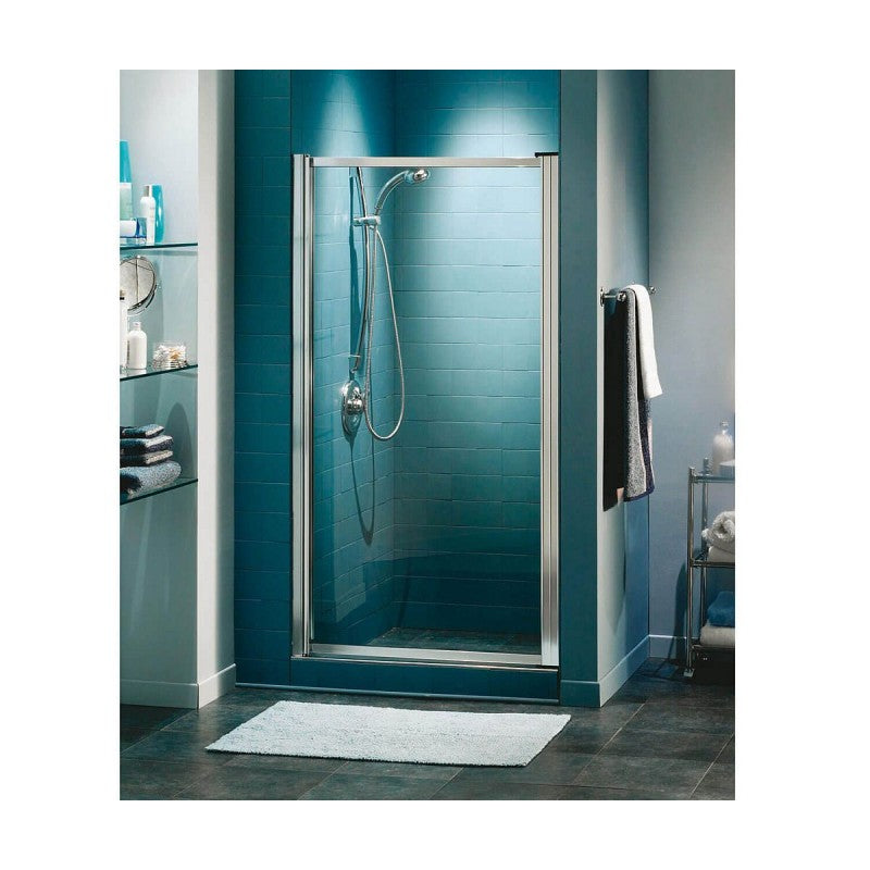 Maax Pivolok 31 32 3/4 x 64 1/2 Frameless Pivot Alcove Shower Door with Clear Glass - Modern Chrome Bathroom Upgrade for Small Spaces & Walk-In Showers