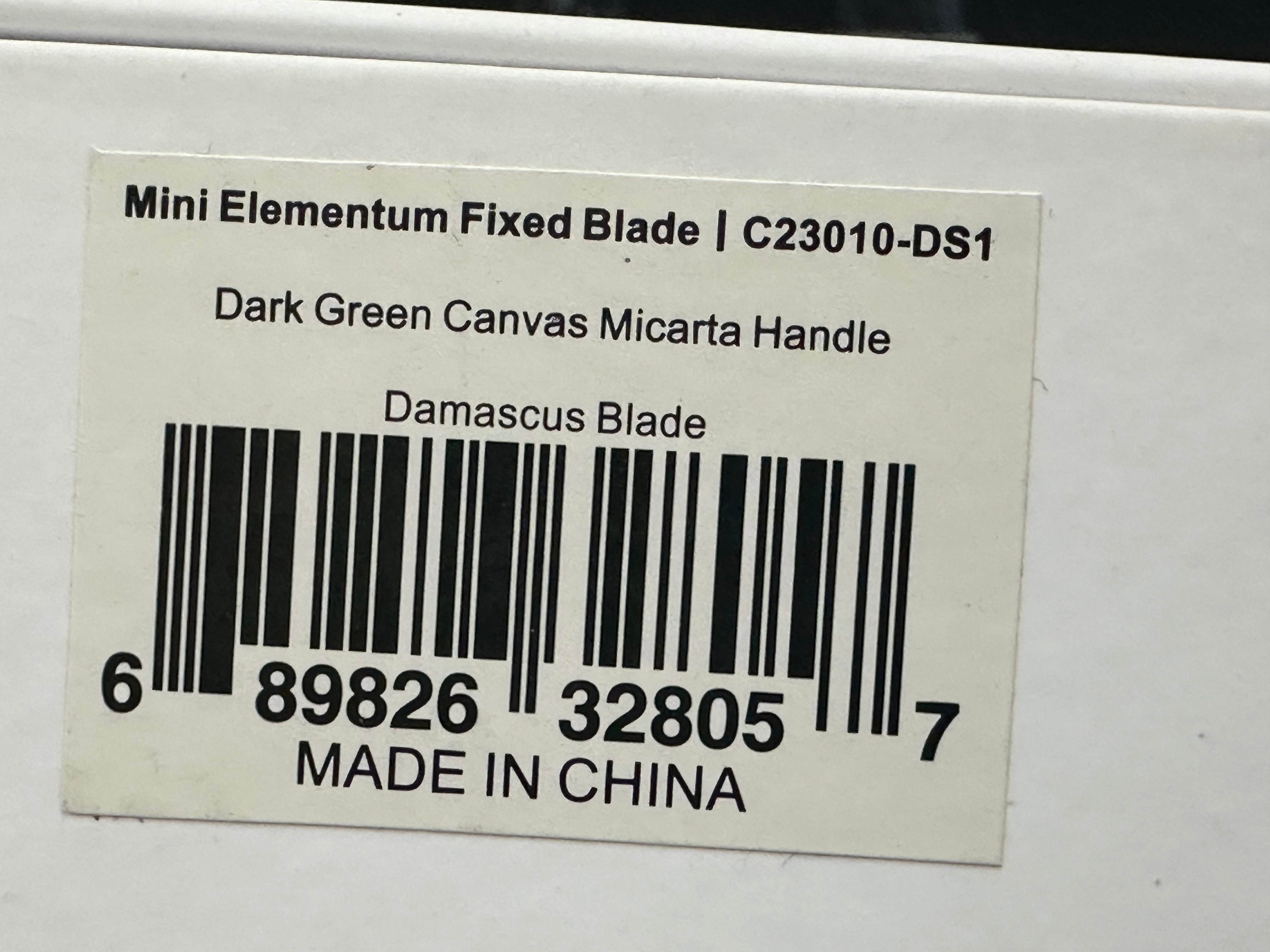 CIVIVI Mini Elementum Fixed Blade Knife - Dark Green Canvas Micarta Handle, Damascus Steel Drop Point - Perfect for Camping, Hiking & Outdoor Adventures